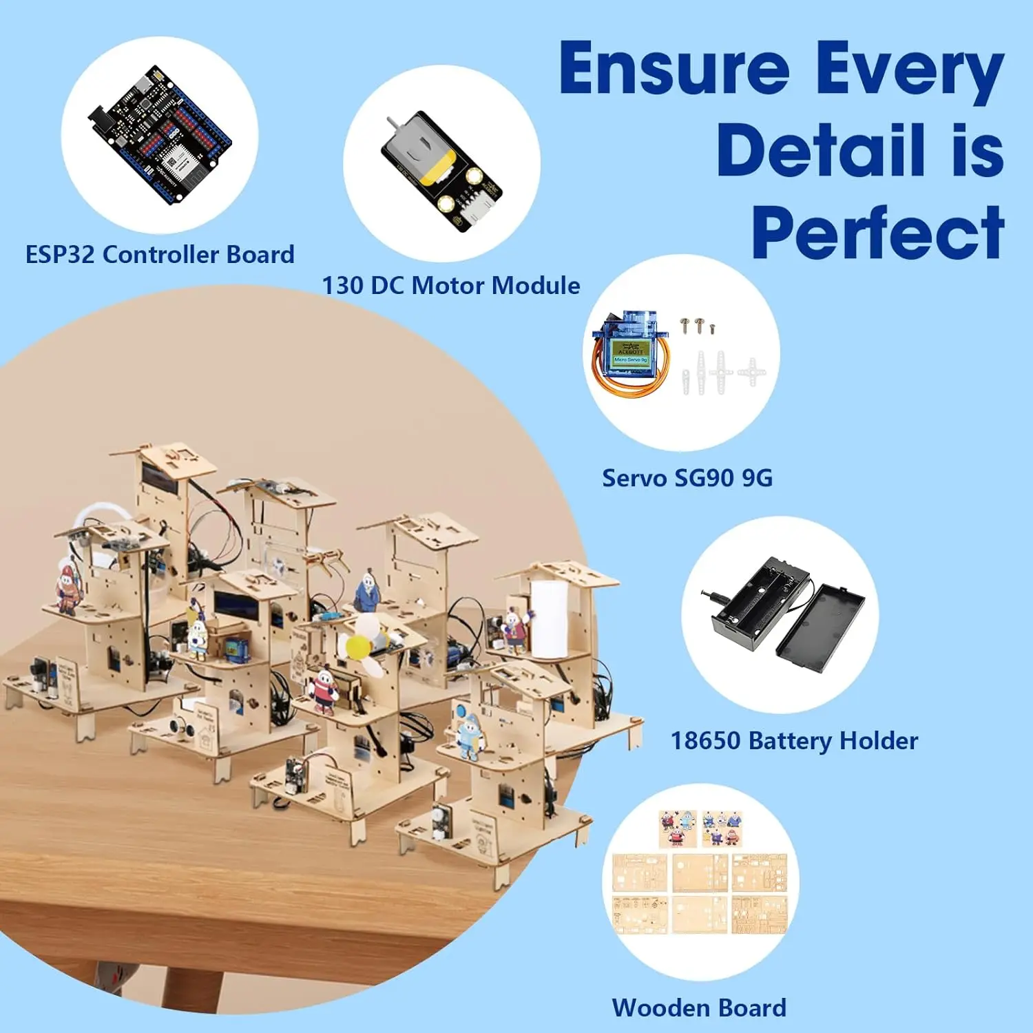 8-in-1 STEM Kit for Kids ESP32 Smart Home Science Projects School Crafts Educational Engineering Building DIY Model for Ardunio