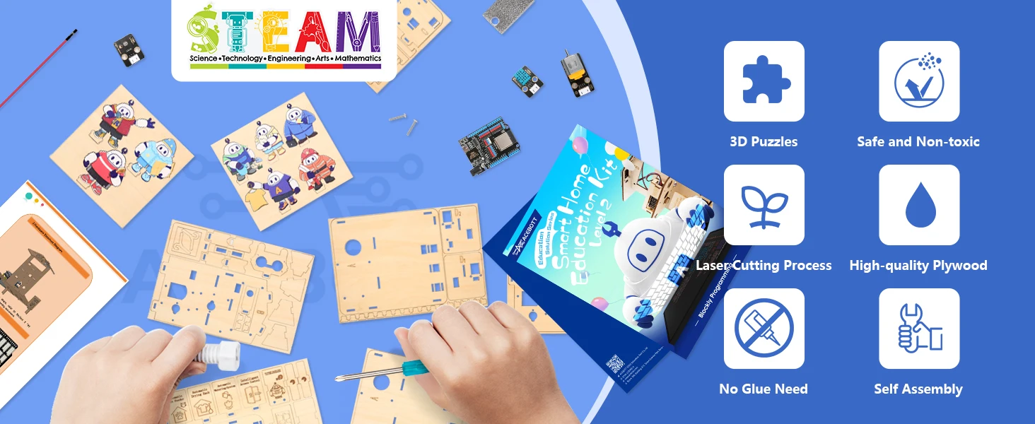 8-in-1 STEM Kit for Kids ESP32 Smart Home Science Projects School Crafts Educational Engineering Building DIY Model for Ardunio