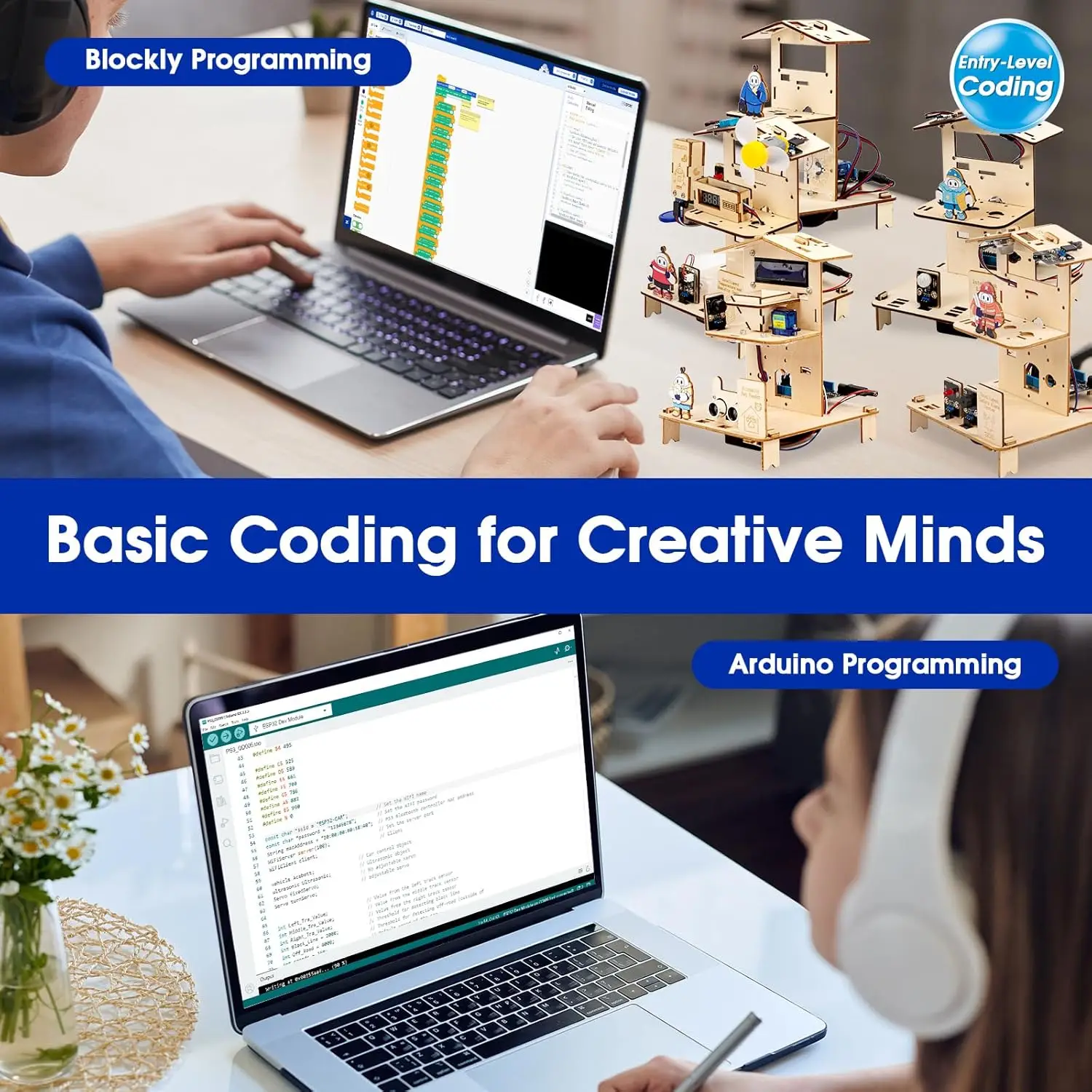 8-in-1 STEM Kit for Kids ESP32 Smart Home Science Projects School Crafts Educational Engineering Building DIY Model for Ardunio