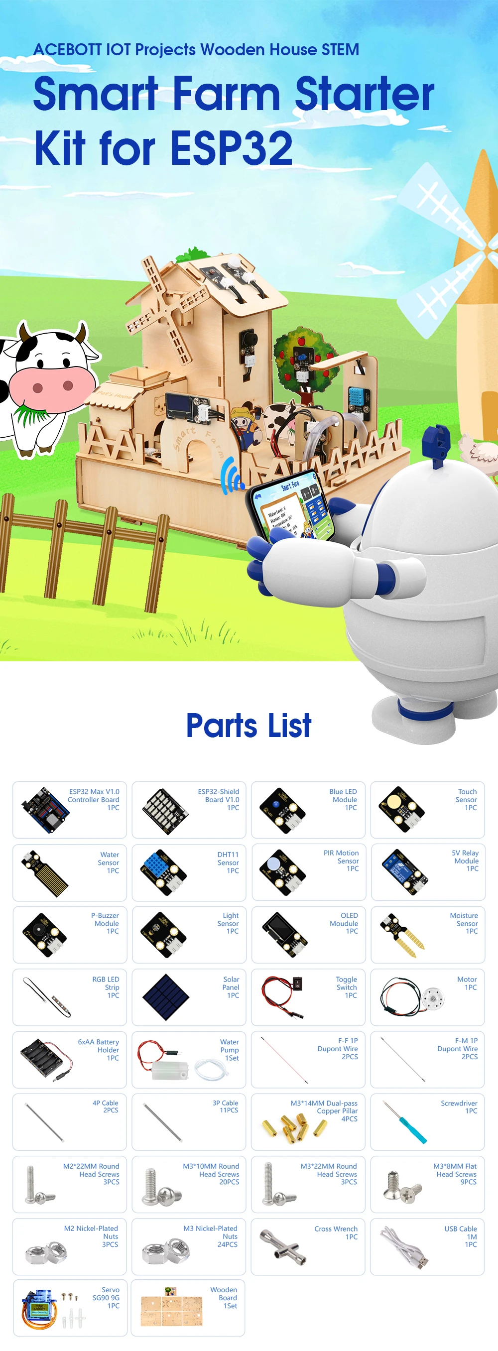 ACEBOTT ESP32 IoT Control Smart Farm Starter Kit for Arduino Graphical Programming