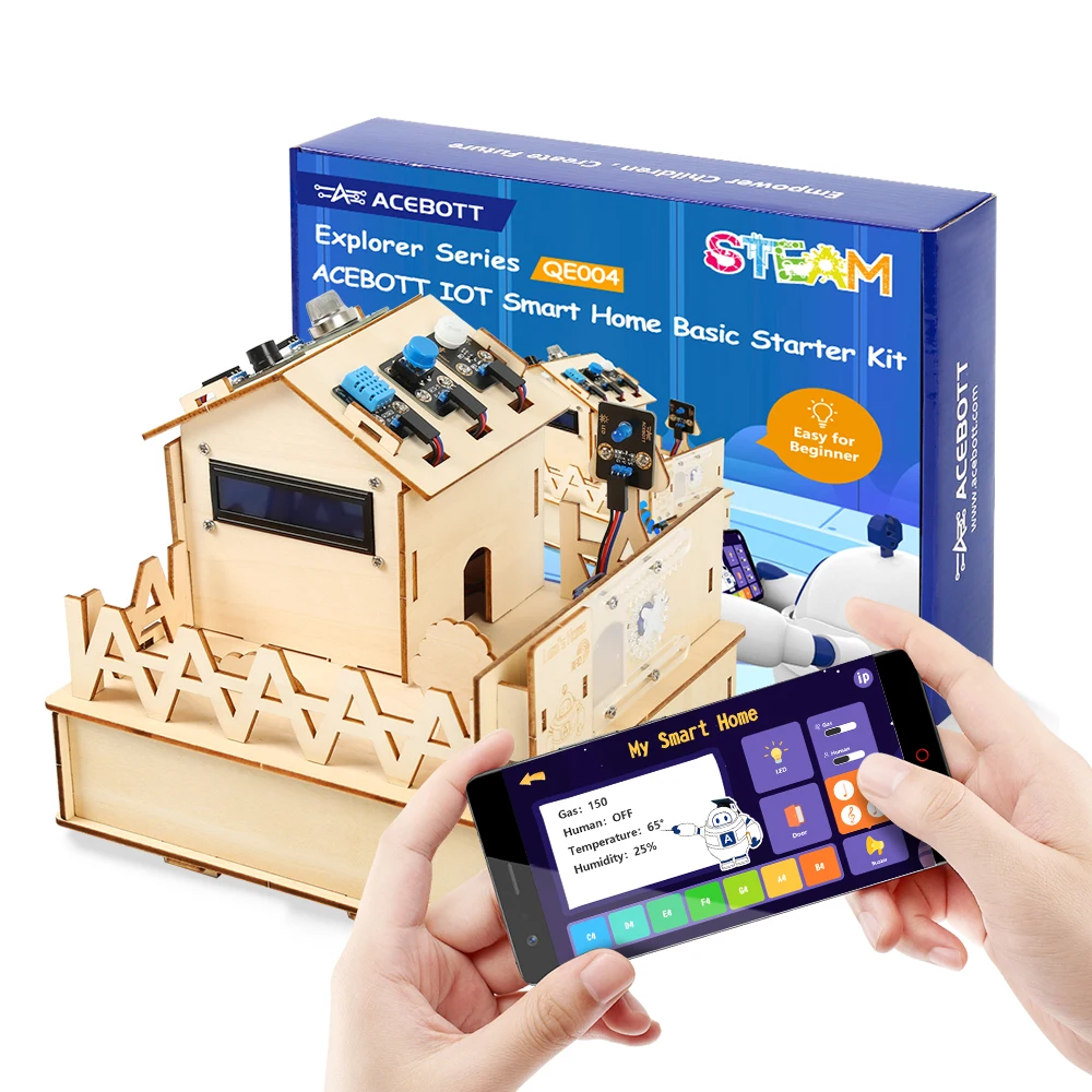 ACEBOTT ESP32 IOT Projects Wooden House STEM Smart Home Starter Kit For Arduino ACEBOTT ESP32 IOT Projects Wooden House STEM Smart Home Starter Kit For Arduino
