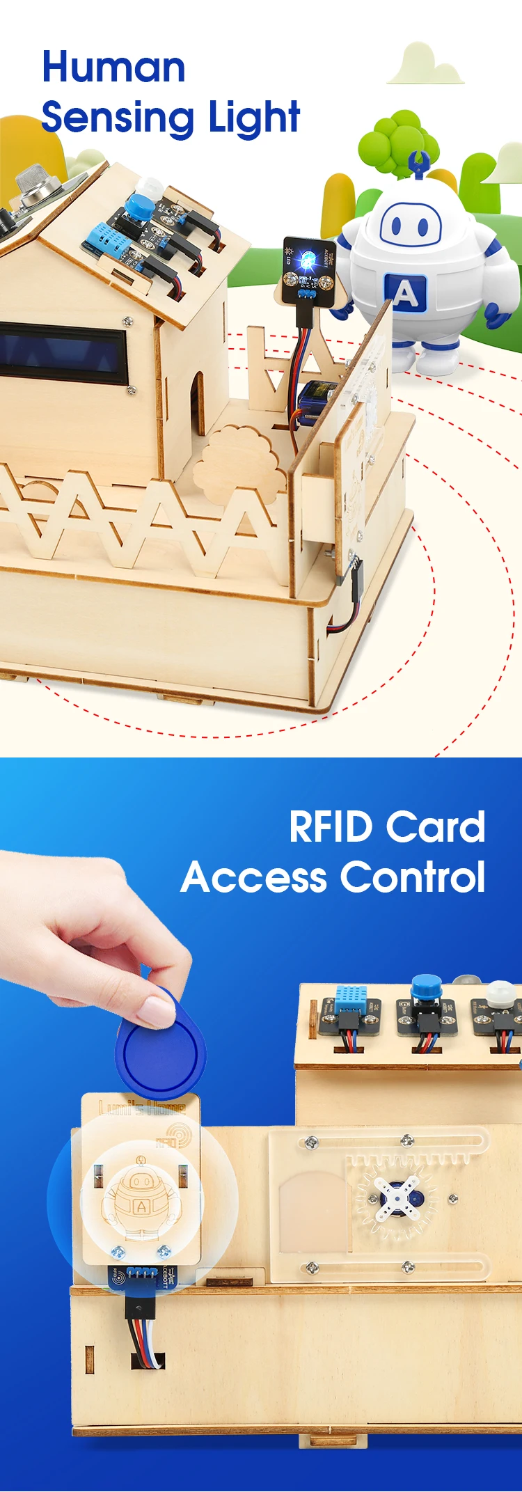 ACEBOTT ESP32 IOT Projects Wooden House STEM Smart Home Starter Kit For Arduino