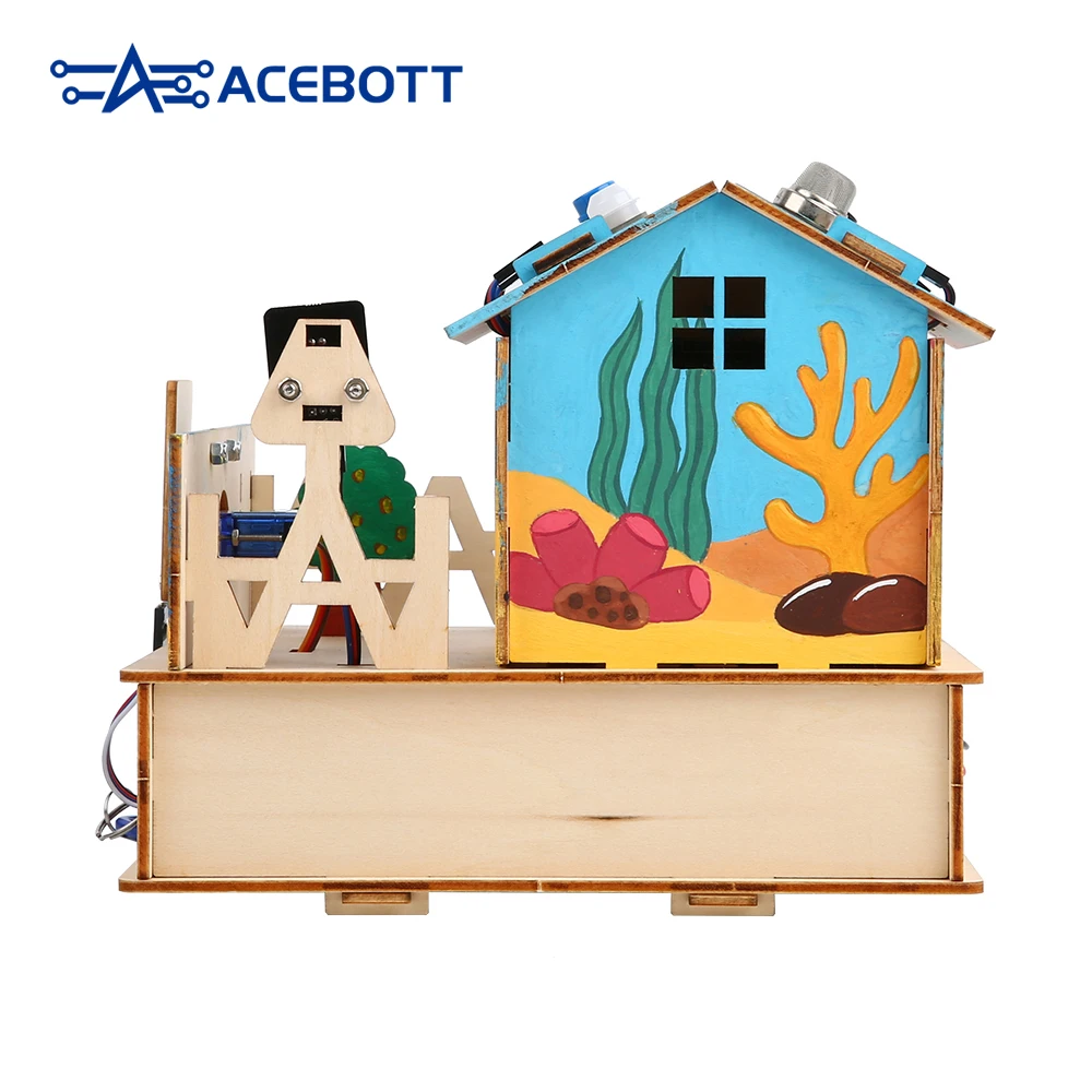 ACEBOTT ESP32 IOT Projects Wooden House STEM Smart Home Starter Kit For Arduino