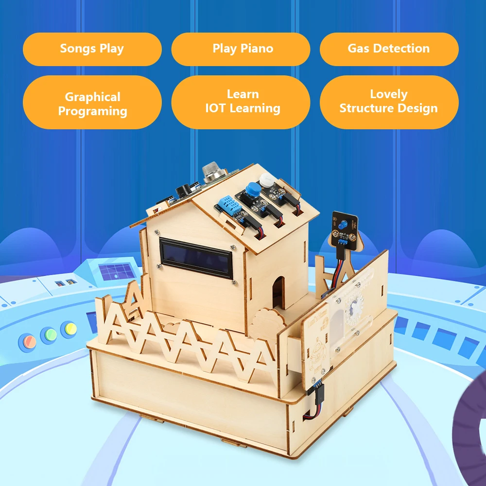 ACEBOTT ESP32 IOT Projects Wooden House STEM Smart Home Starter Kit For Arduino ACEBOTT ESP32 IOT Projects Wooden House STEM Smart Home Starter Kit For Arduino