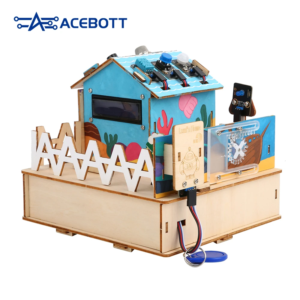 ACEBOTT ESP32 IOT Projects Wooden House STEM Smart Home Starter Kit For Arduino