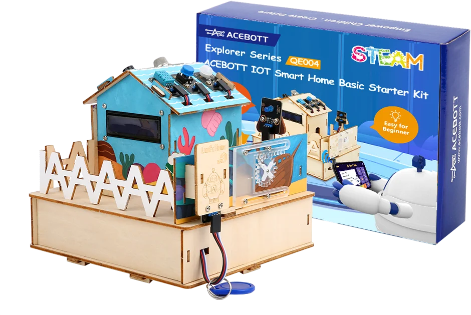 ACEBOTT ESP32 IOT Projects Wooden House STEM Smart Home Starter Kit For Arduino