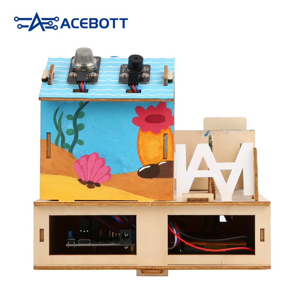 ACEBOTT ESP32 IOT Projects Wooden House STEM Smart Home Starter Kit For Arduino