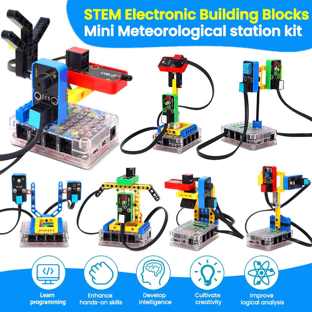 STEM Electronic Building Blocks Mini Meteorological Station Kit Compatible Lego Blocks For Arduino UNO & Pico & ESP32