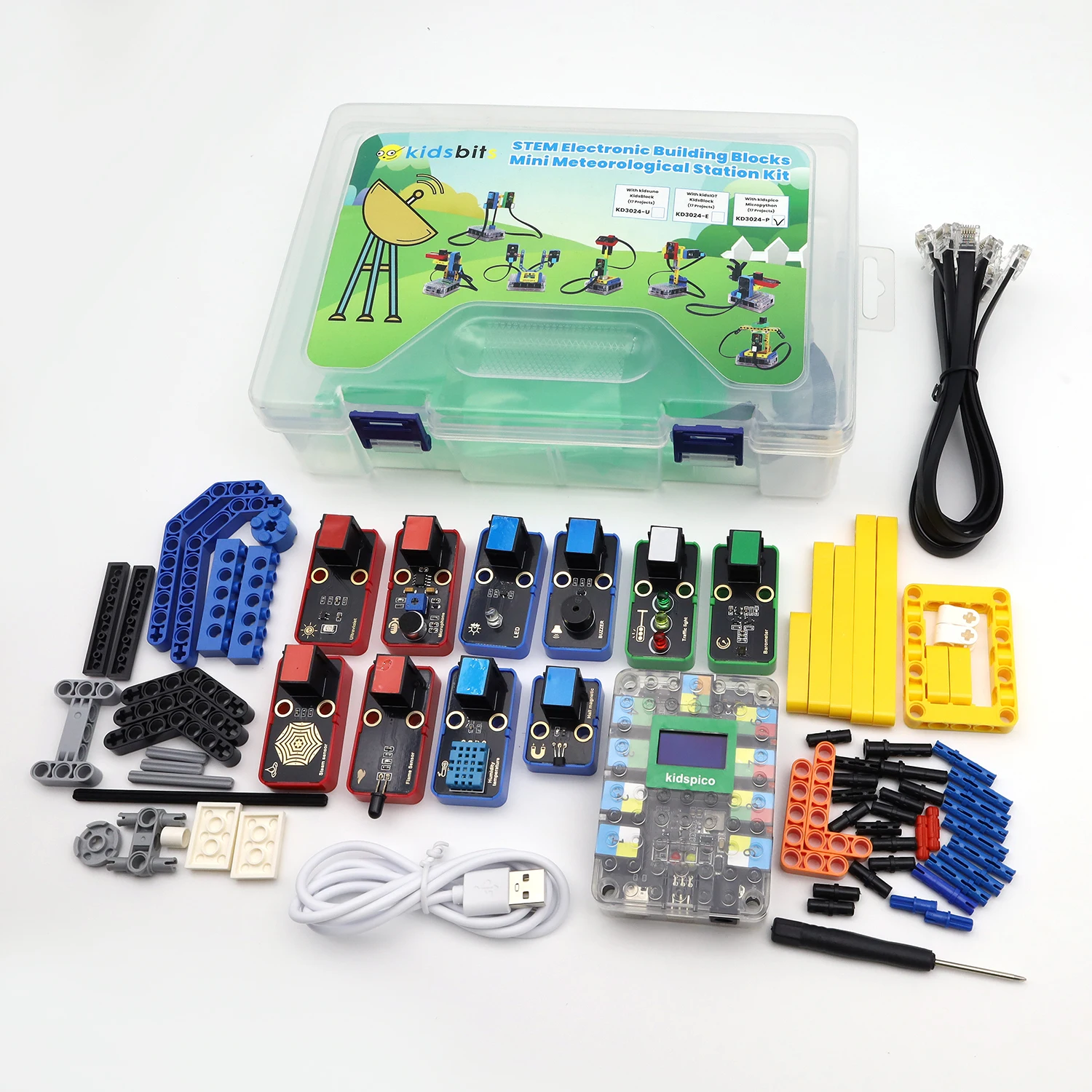 STEM Electronic Building Blocks Mini Meteorological Station Kit Compatible Lego Blocks For Arduino UNO & Pico & ESP32