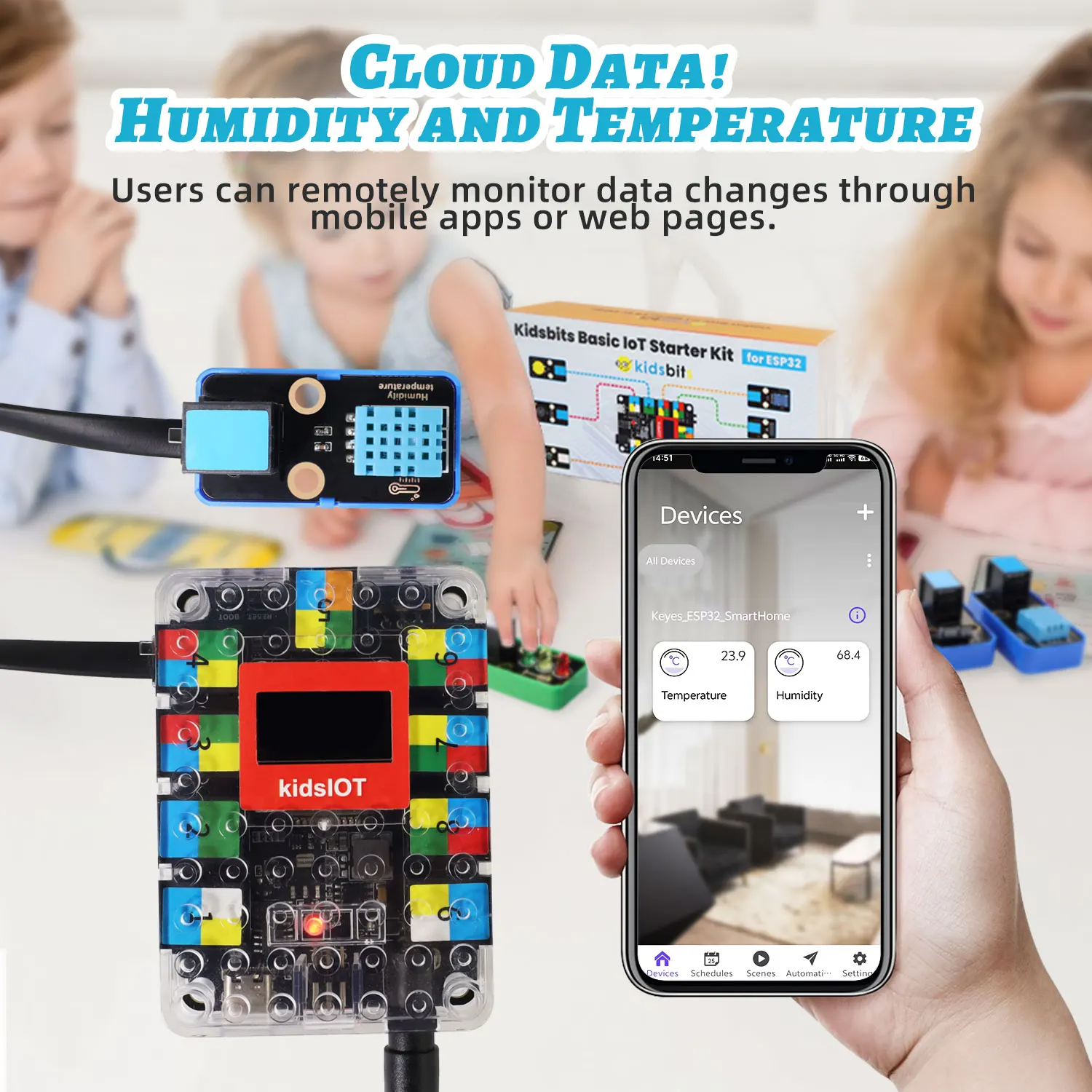 Kidsbits ESP32 IoT Basic Starter Kit +19 Projects Tutorial For Arduino ESP32 Programming Compatible with Lego Blocks