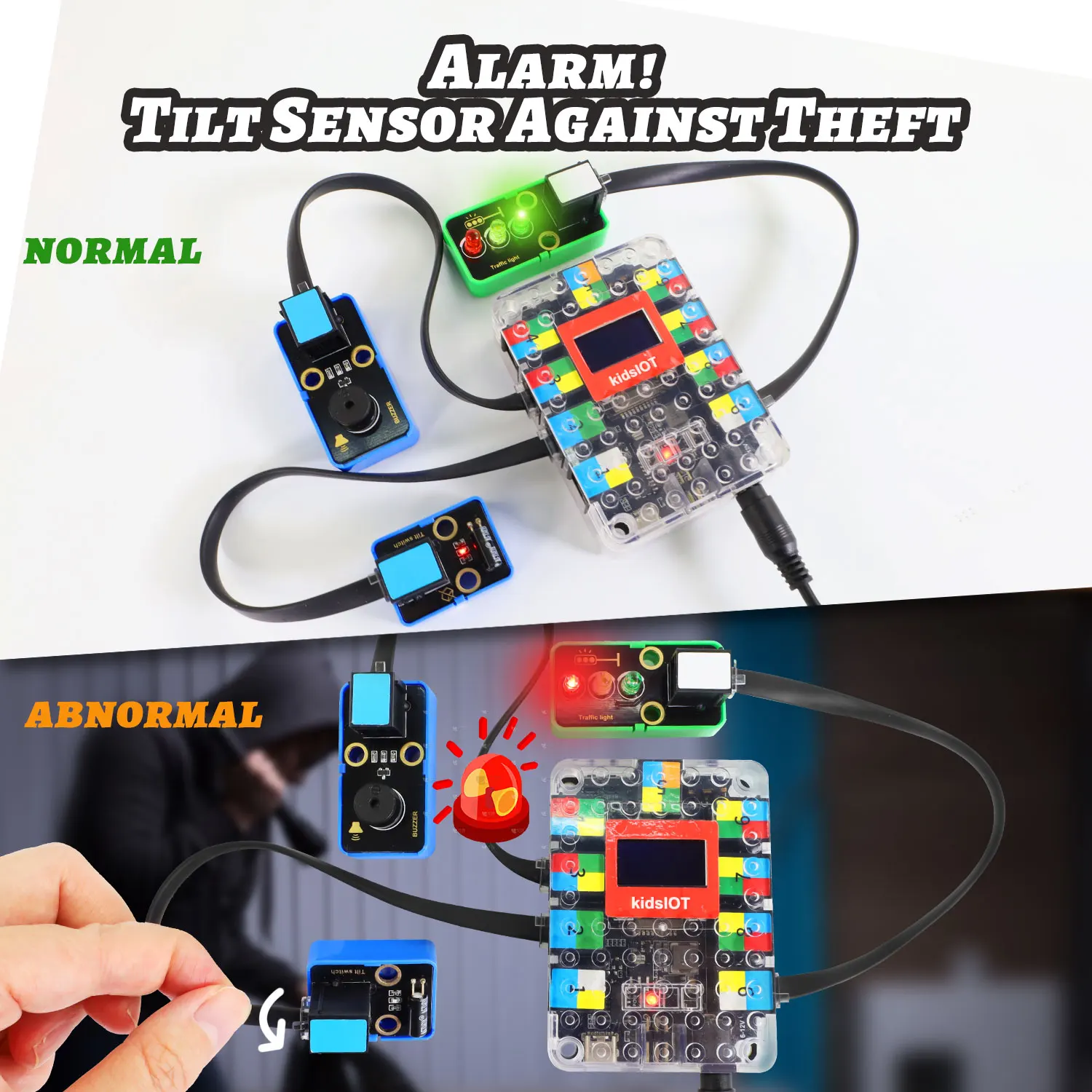 Kidsbits ESP32 IoT Basic Starter Kit +19 Projects Tutorial For Arduino ESP32 Programming Compatible with Lego Blocks