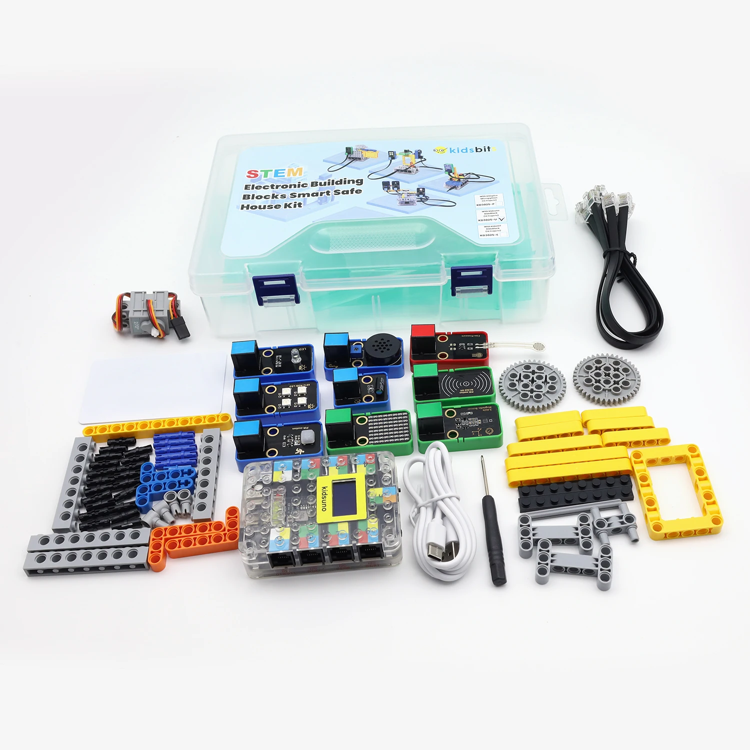 Kidsbits STEM Smart Safe House Starter Kit Base on Arduino UNO/ESP32/Pico Controller Compatible Lego Blocks Scratch Programming