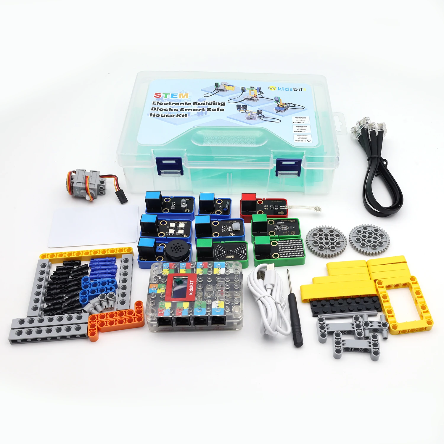 Kidsbits STEM Smart Safe House Starter Kit Base on Arduino UNO/ESP32/Pico Controller Compatible Lego Blocks Scratch Programming