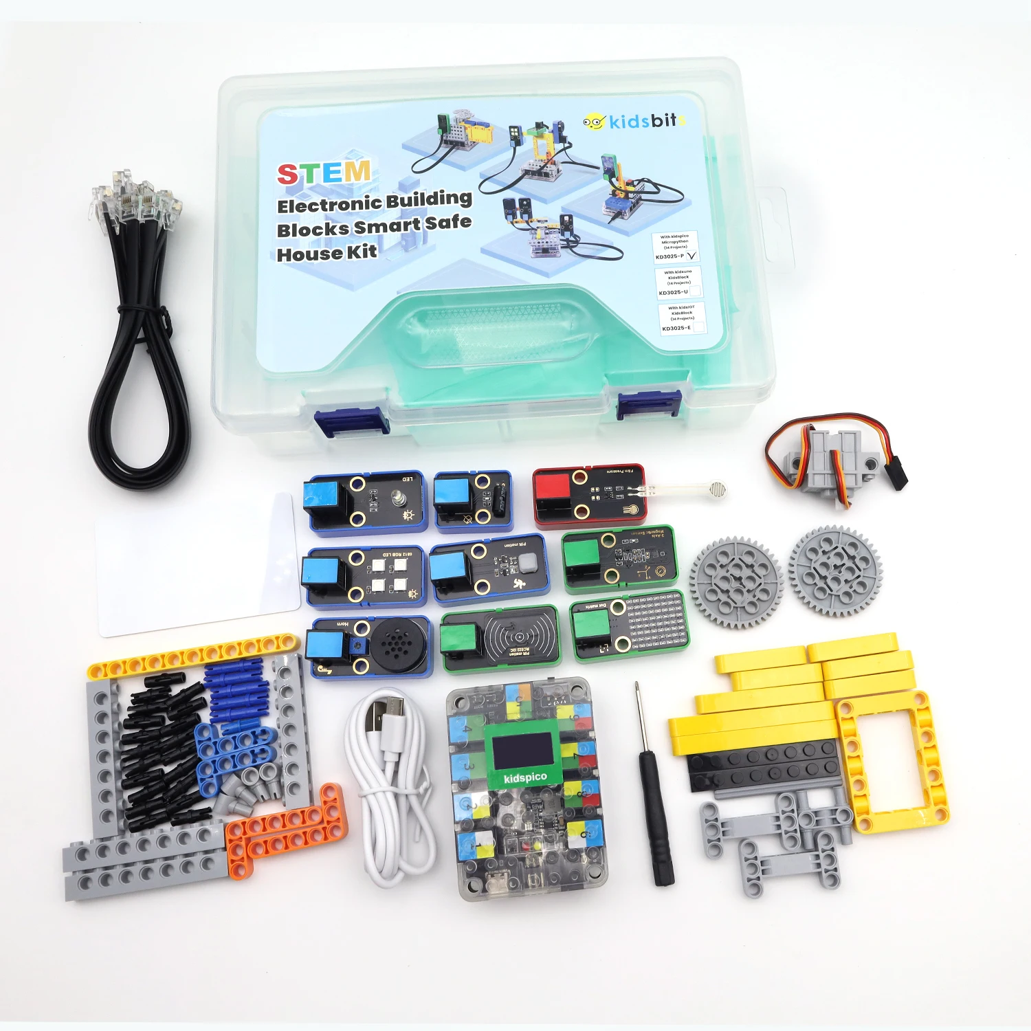 Kidsbits STEM Smart Safe House Starter Kit Base on Arduino UNO/ESP32/Pico Controller Compatible Lego Blocks Scratch Programming