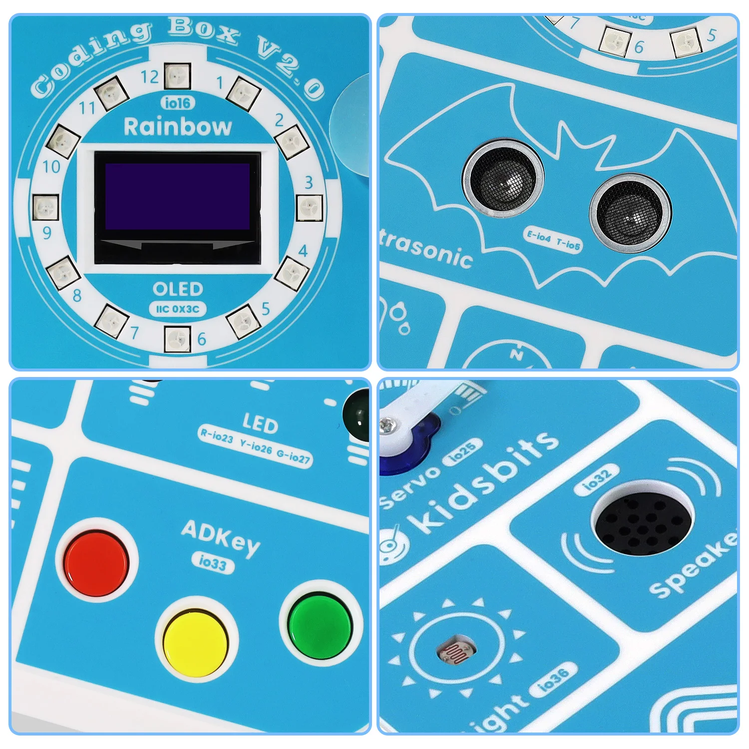 Kidsbits ESP32 Coding Box V2.0 Sensor Education Kit For Arduino ESP32 MicroBlocks&Micropython Programming Kids STEAM Programming Kidsbits ESP32 Coding Box V2.0 Sensor Education Kit For Arduino ESP32 MicroBlocks&Micropython Programming Kids STEAM Programming