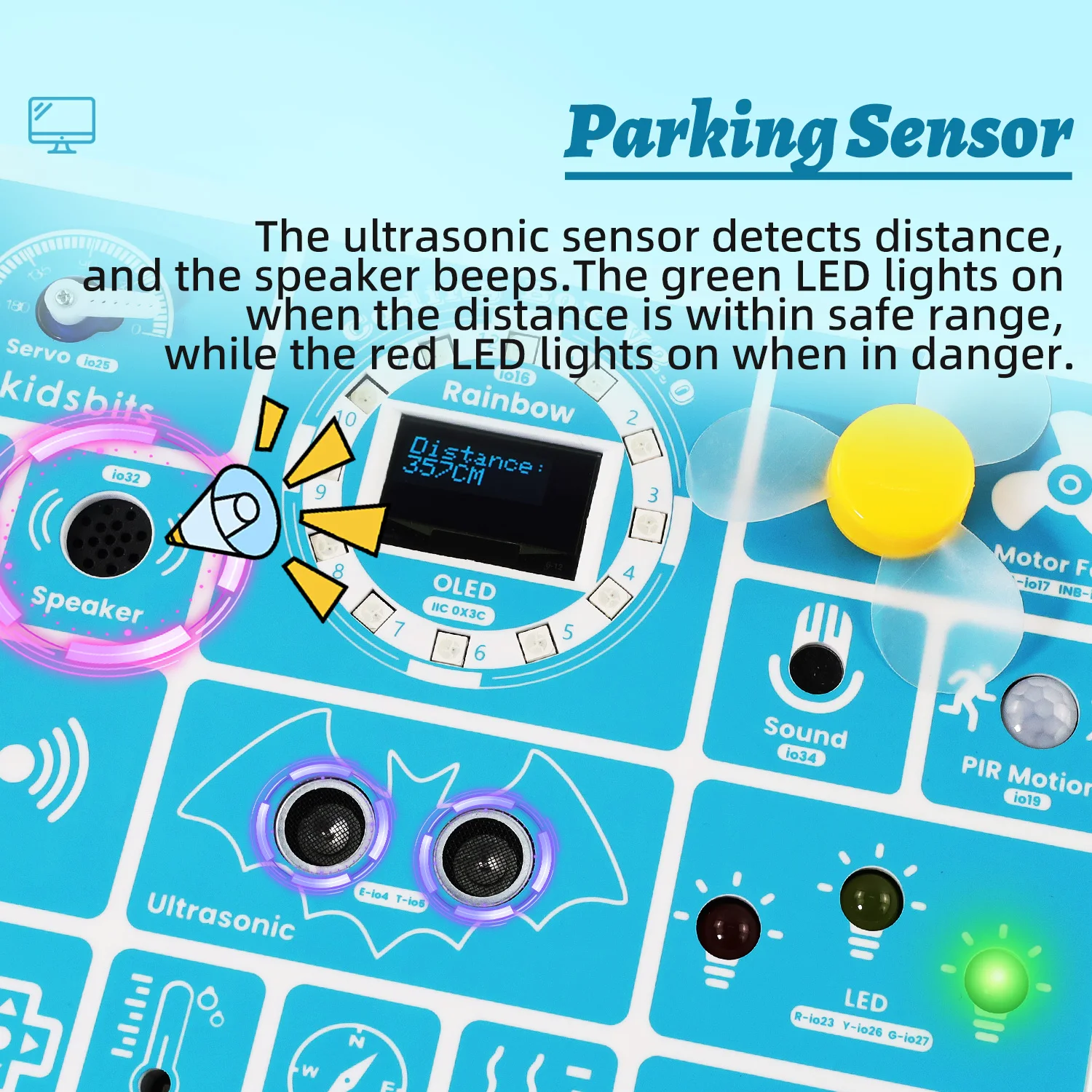 Kidsbits ESP32 Coding Box V2.0 Sensor Education Kit For Arduino ESP32 MicroBlocks&Micropython Programming Kids STEAM Programming