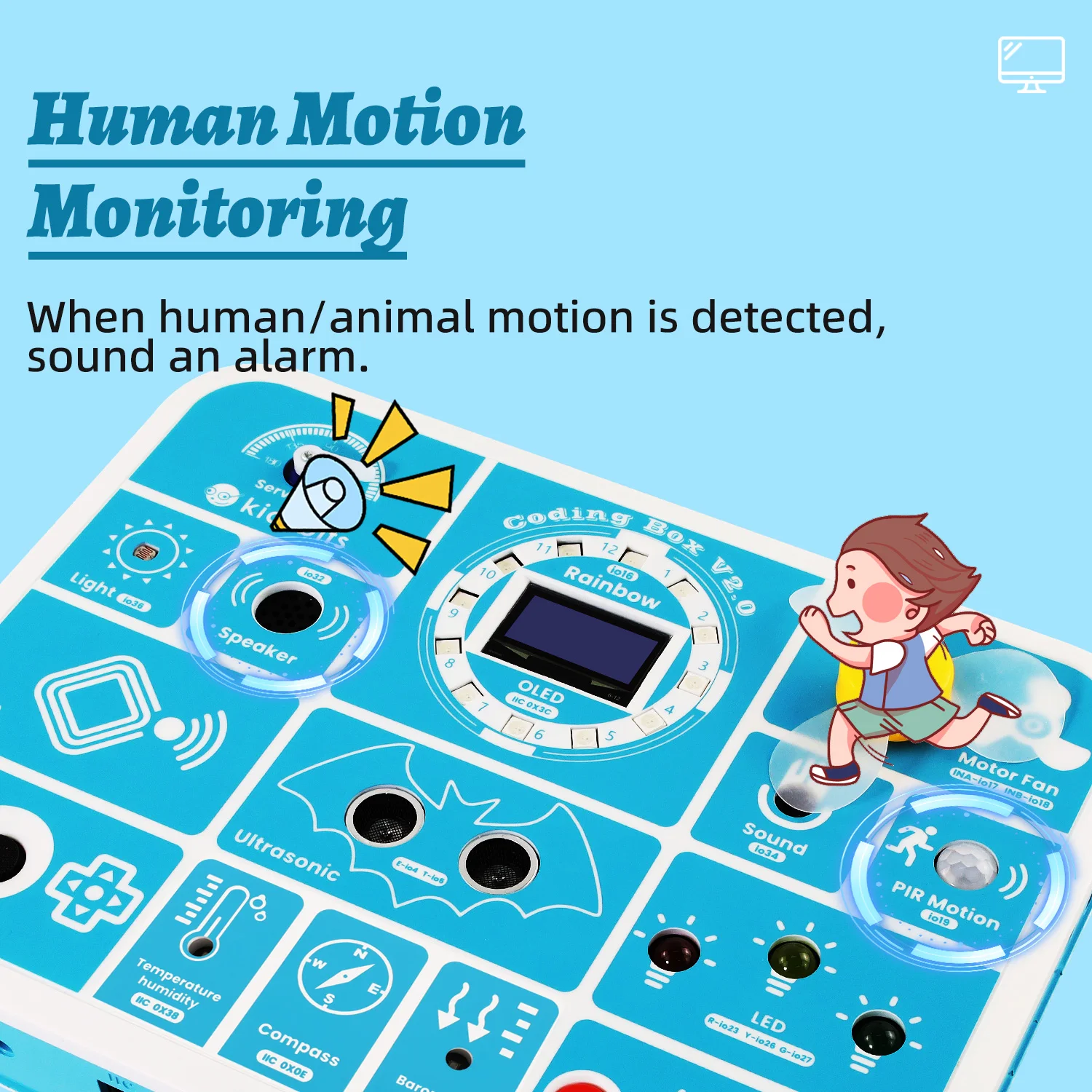 Kidsbits ESP32 Coding Box V2.0 Sensor Education Kit For Arduino ESP32 MicroBlocks&Micropython Programming Kids STEAM Programming
