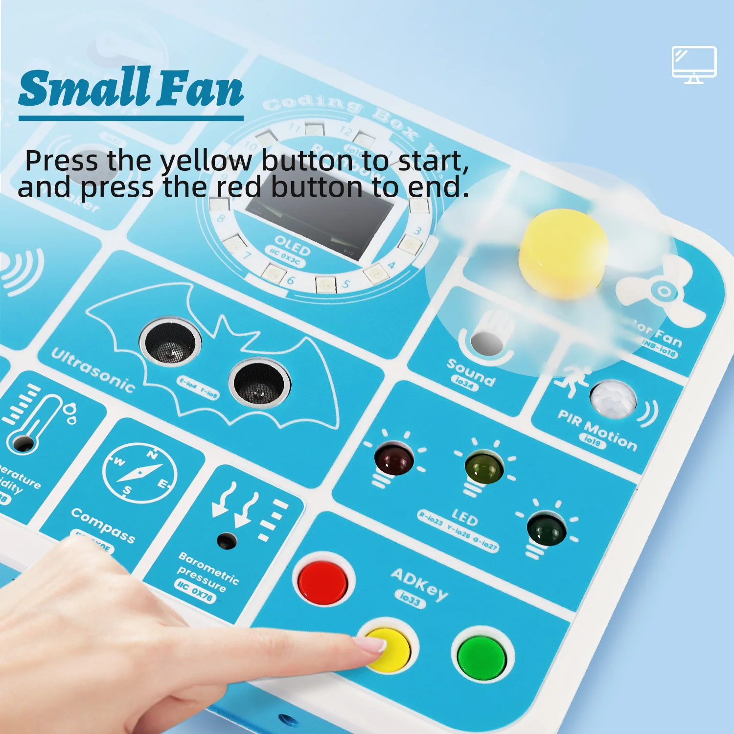 Kidsbits ESP32 Coding Box V2.0 Sensor Education Kit For Arduino ESP32 MicroBlocks&Micropython Programming Kids STEAM Programming