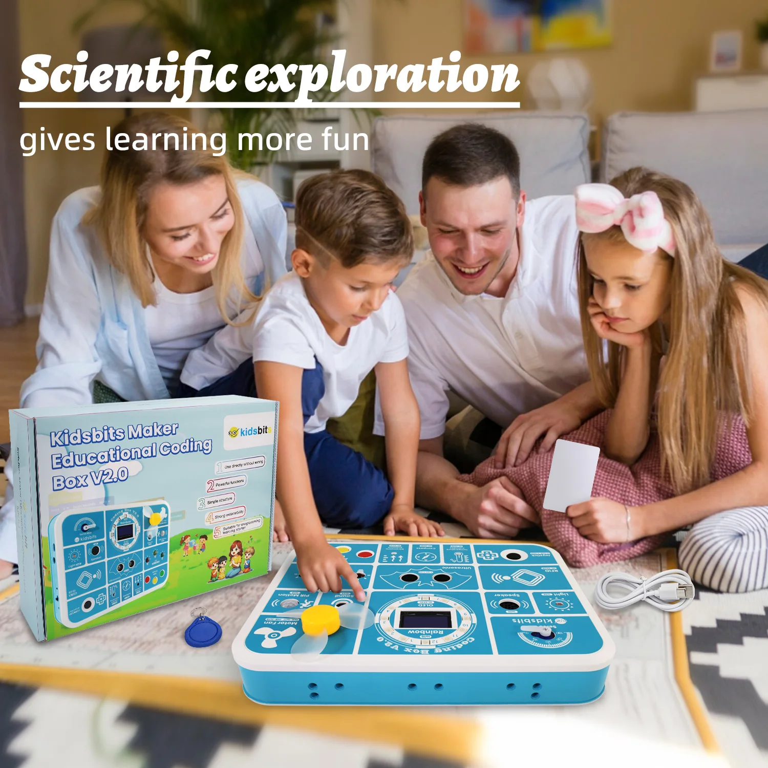 Kidsbits ESP32 Coding Box V2.0 Sensor Education Kit For Arduino ESP32 MicroBlocks&Micropython Programming Kids STEAM Programming