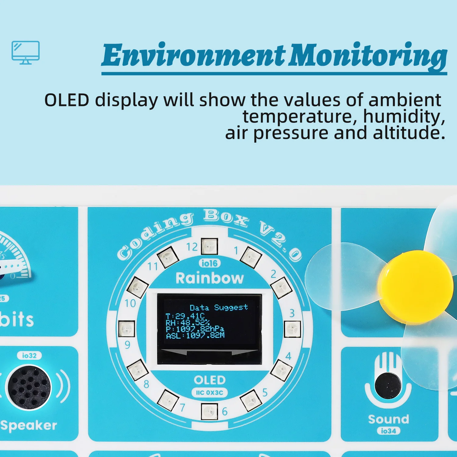 Kidsbits ESP32 Coding Box V2.0 Sensor Education Kit For Arduino ESP32 MicroBlocks&Micropython Programming Kids STEAM Programming