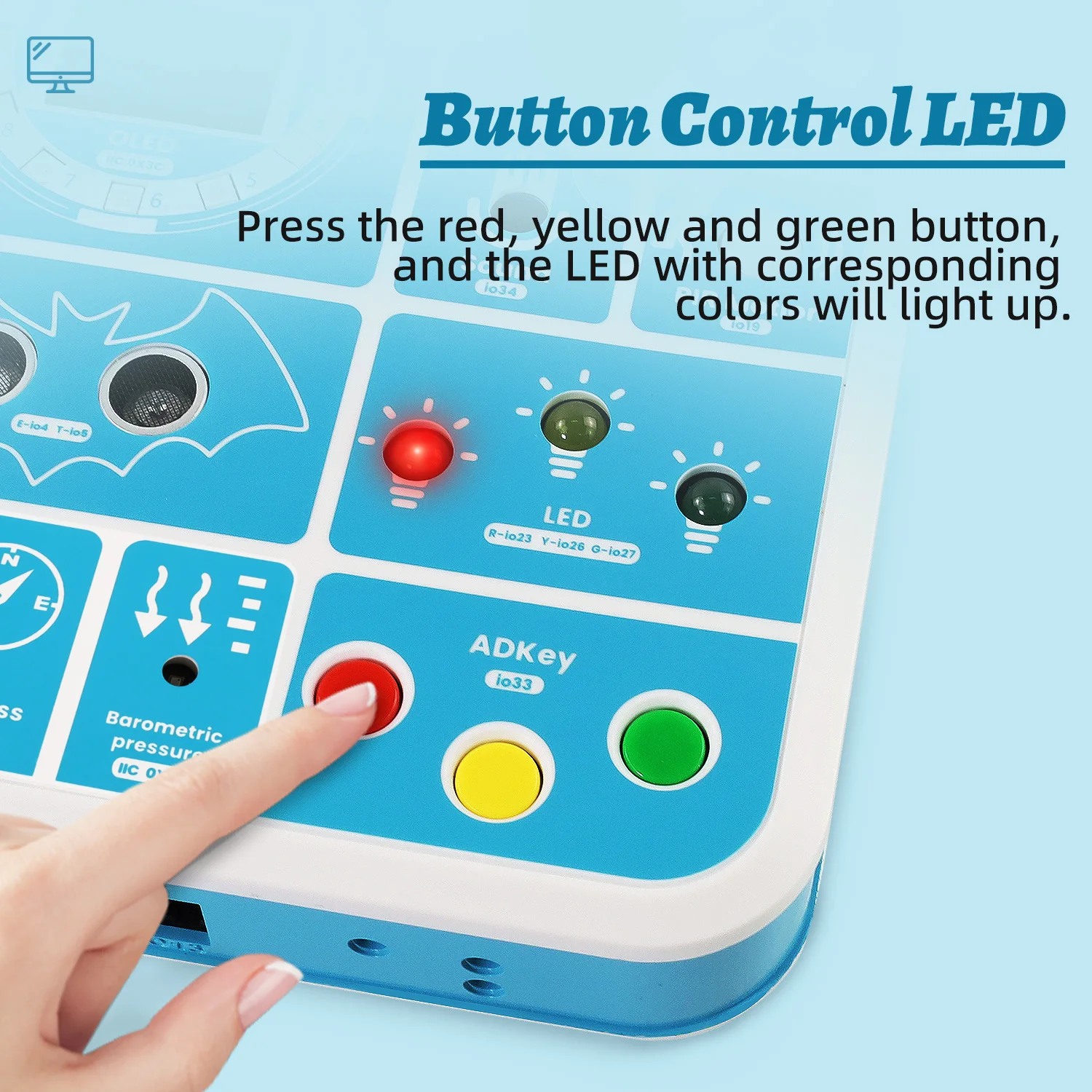 Kidsbits ESP32 Coding Box V2.0 Sensor Education Kit For Arduino ESP32 MicroBlocks&Micropython Programming Kids STEAM Programming