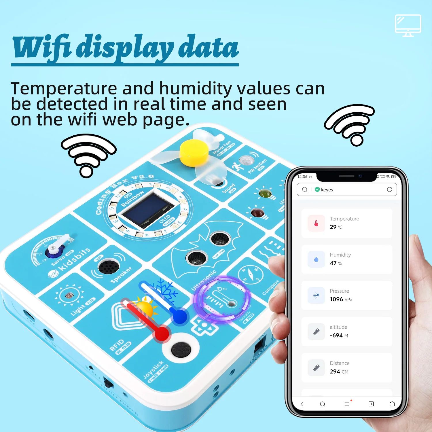 Kidsbits ESP32 Coding Box V2.0 Sensor Education Kit For Arduino ESP32 MicroBlocks&Micropython Programming Kids STEAM Programming Kidsbits ESP32 Coding Box V2.0 Sensor Education Kit For Arduino ESP32 MicroBlocks&Micropython Programming Kids STEAM Programming