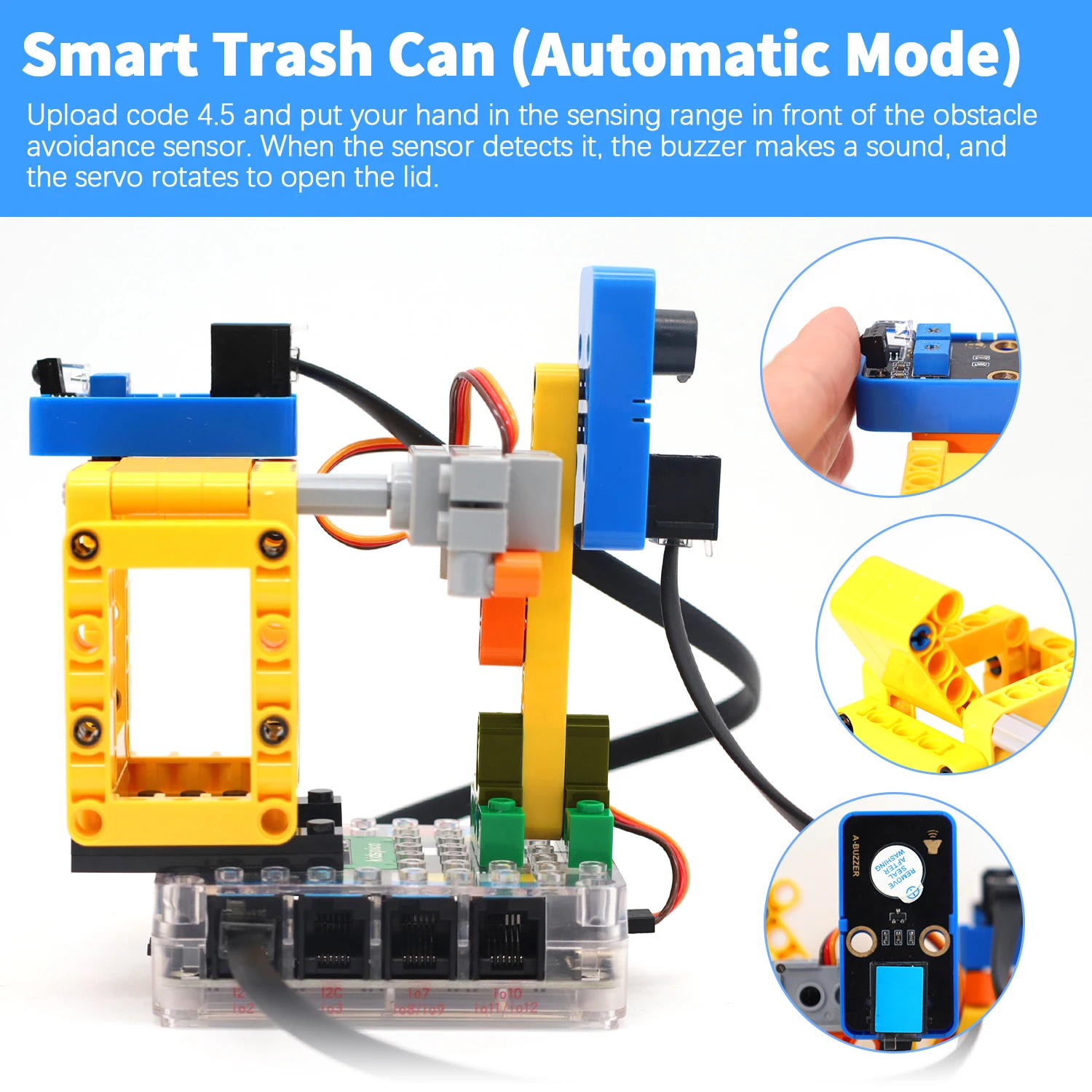 Kidsbits STEM Electronic Building Blocks Smart Binsite Kit Base on Arduino UNO/ESP32/PICO Develop Scratch Programming Aged 9-12