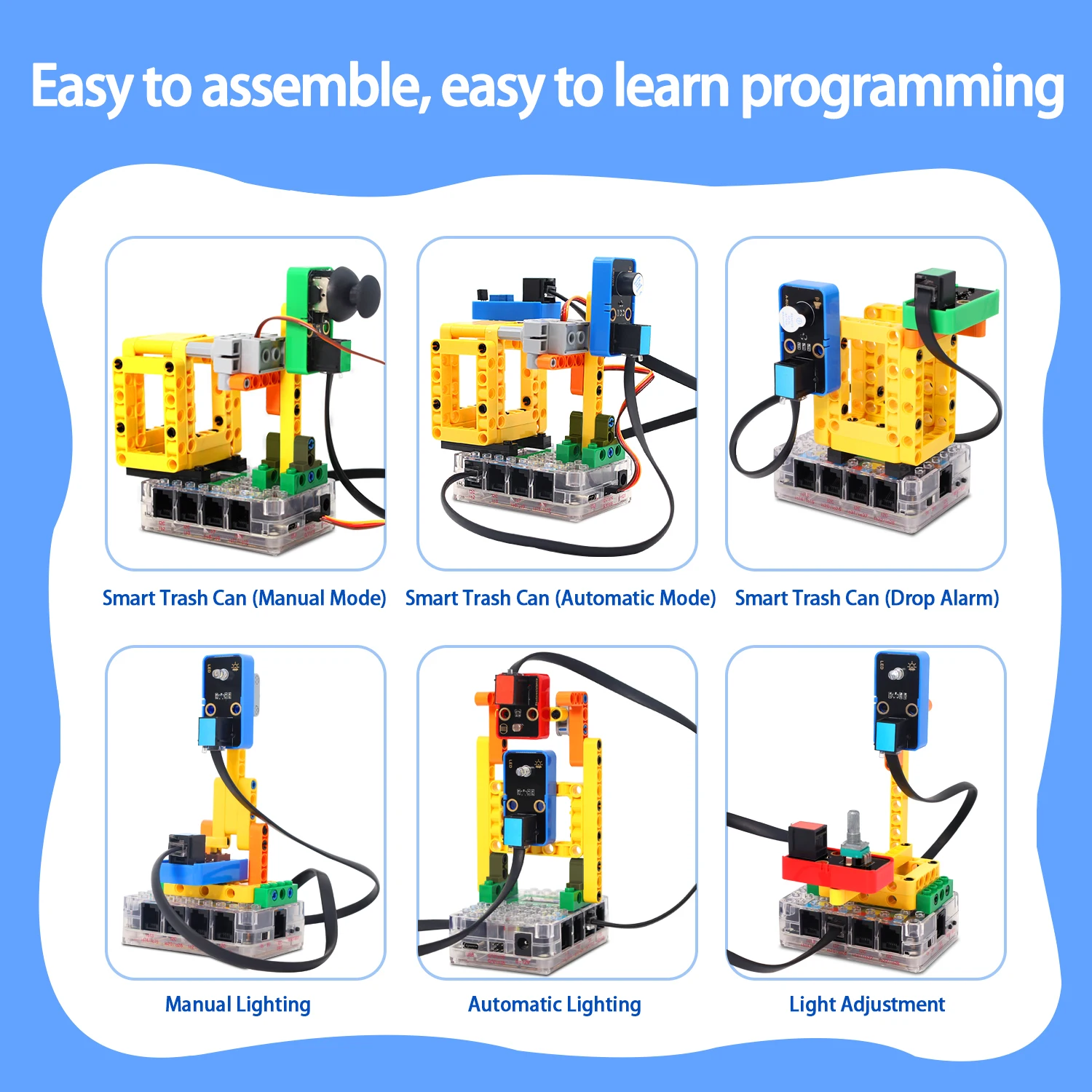 Kidsbits STEM Electronic Building Blocks Smart Binsite Kit Base on Arduino UNO/ESP32/PICO Develop Scratch Programming Aged 9-12