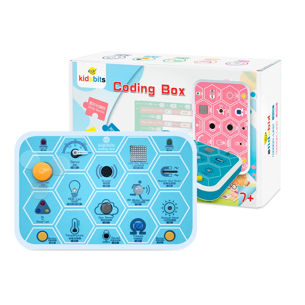 Kidsbits Coding Box V1.0 STEM Programming Educational Tools Base on Arduino UNO Kit For Scratch Graphical Programming Ages 6+