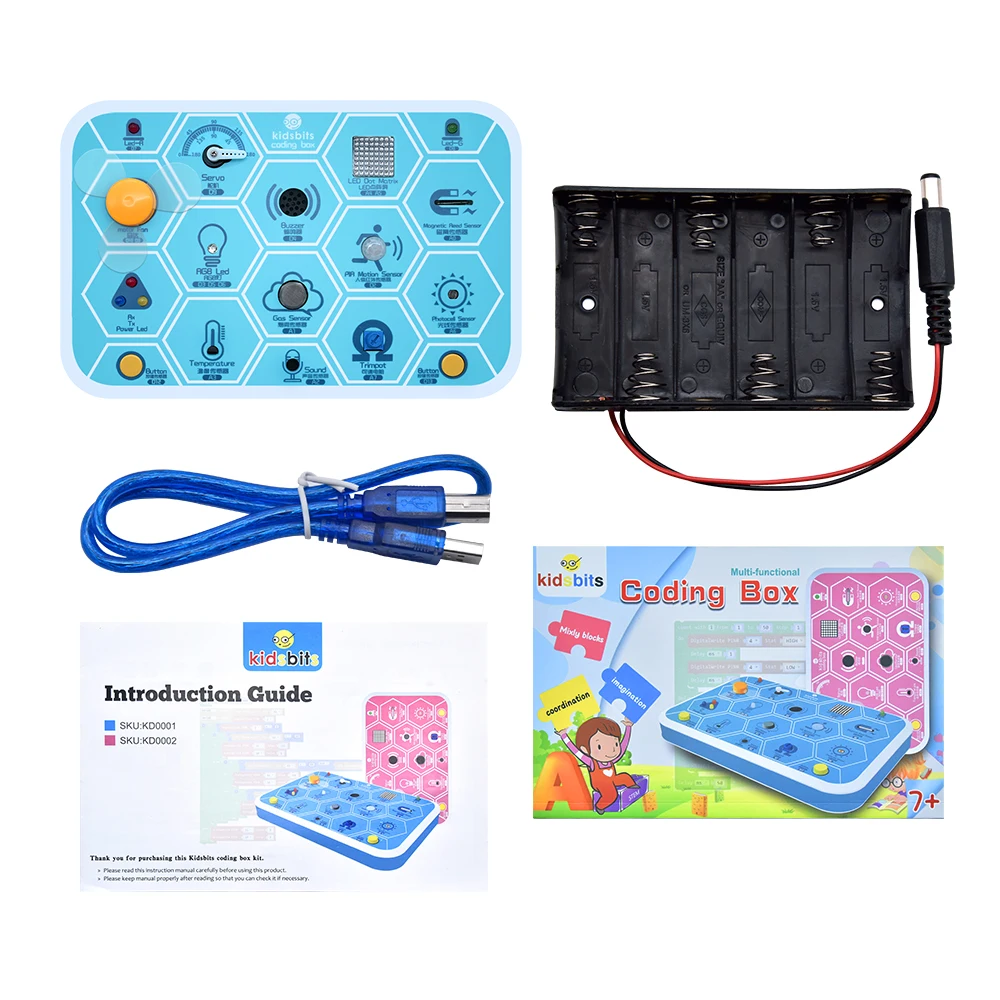 Kidsbits Coding Box V1.0 STEM Programming Educational Tools Base on Arduino UNO Kit For Scratch Graphical Programming Ages 6+