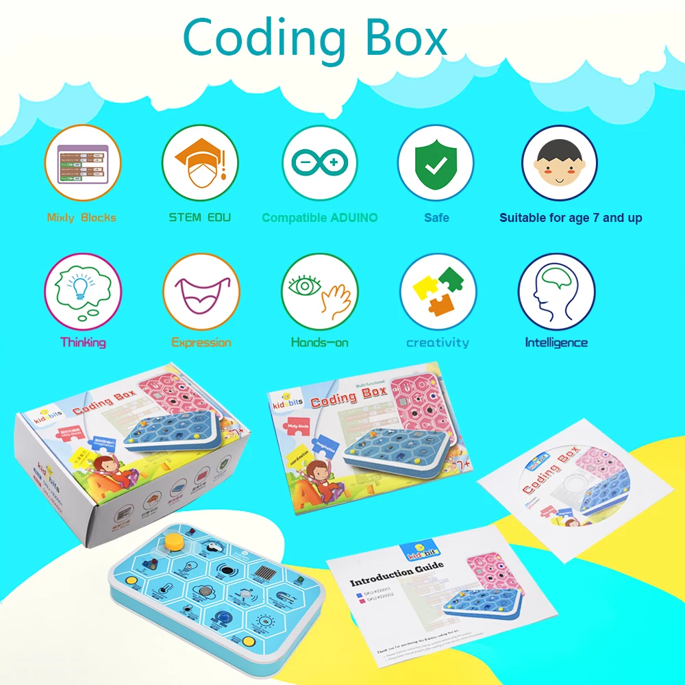 Kidsbits Coding Box V1.0 STEM Programming Educational Tools Base on Arduino UNO Kit For Scratch Graphical Programming Ages 6+