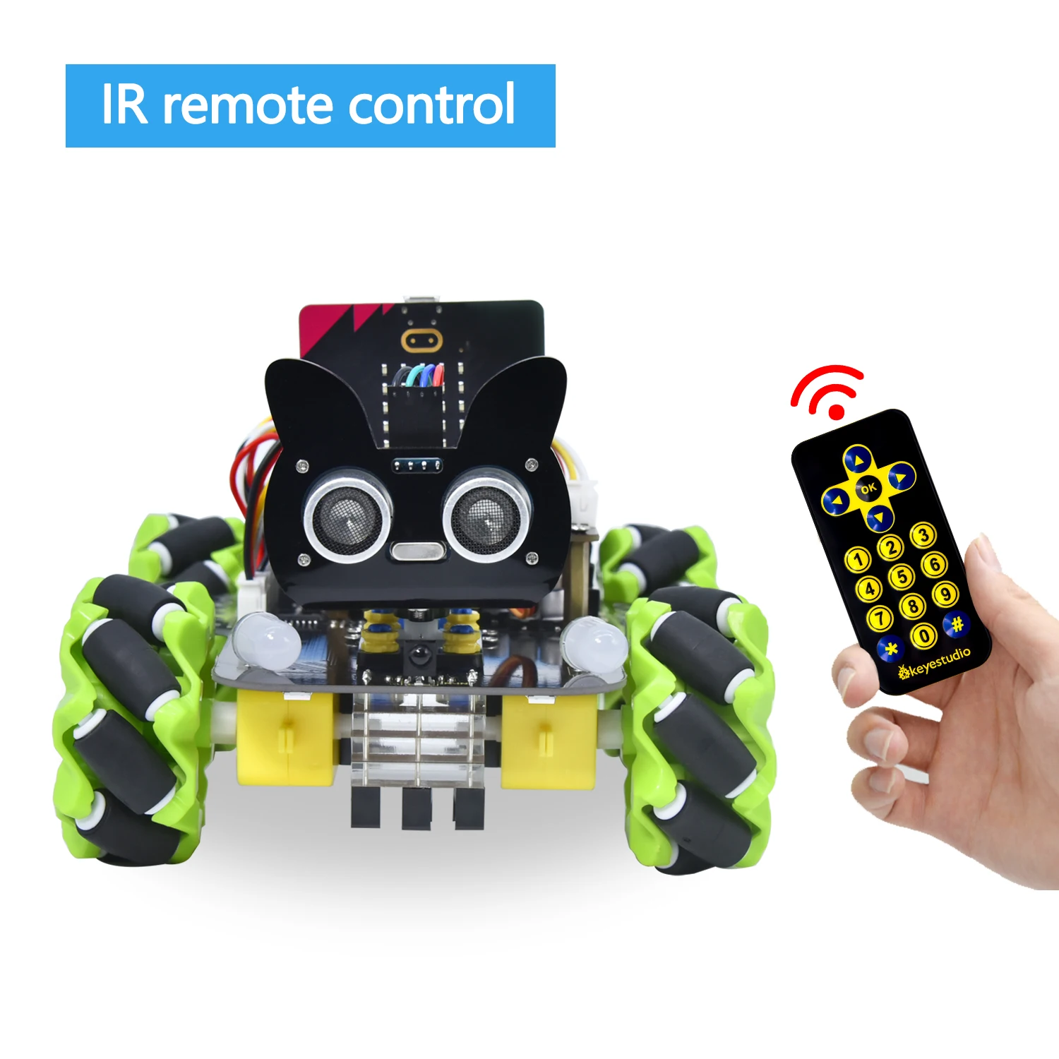 Keyestudio Microbit V2.0 4WD Mecanum Smart Robot Car+18 Projects For BBC Micro:bit Robot Car Python Kit STEM Programmable Toys