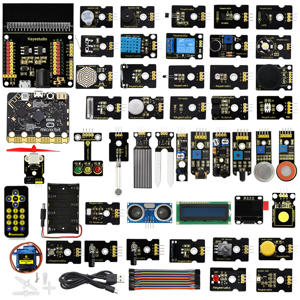 Keyestudio Micro:Bit 45 in1 Sensor Starter Kit With Micro Bit V2.2 Learning Kit For BBC MicroBit Programming STEM Education
