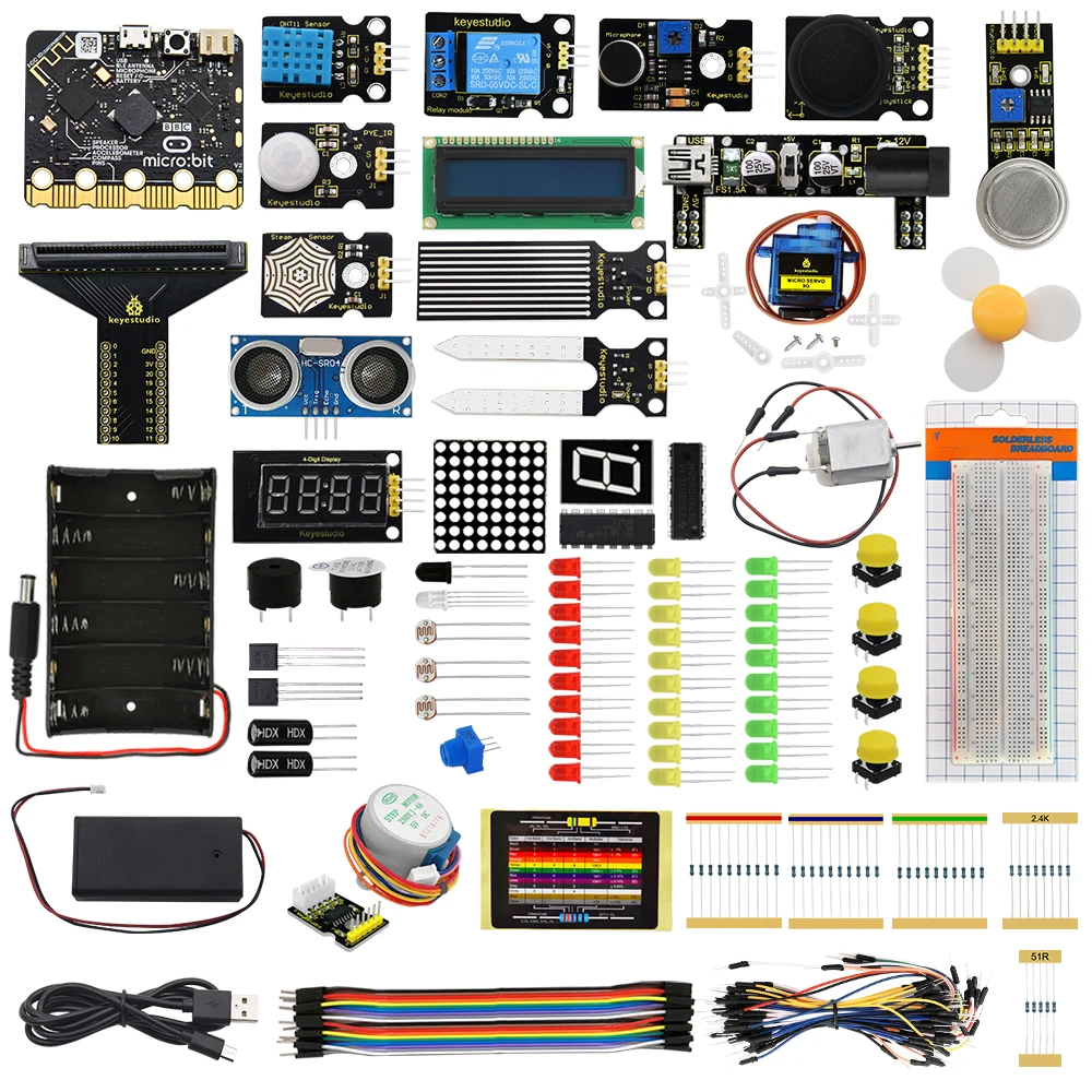 Keyestudio Microbit V2 Super Starter Kit+43 Projects For Micro:bit Starter Learning Kit Kids STEM Programming DIY Electronic Kit