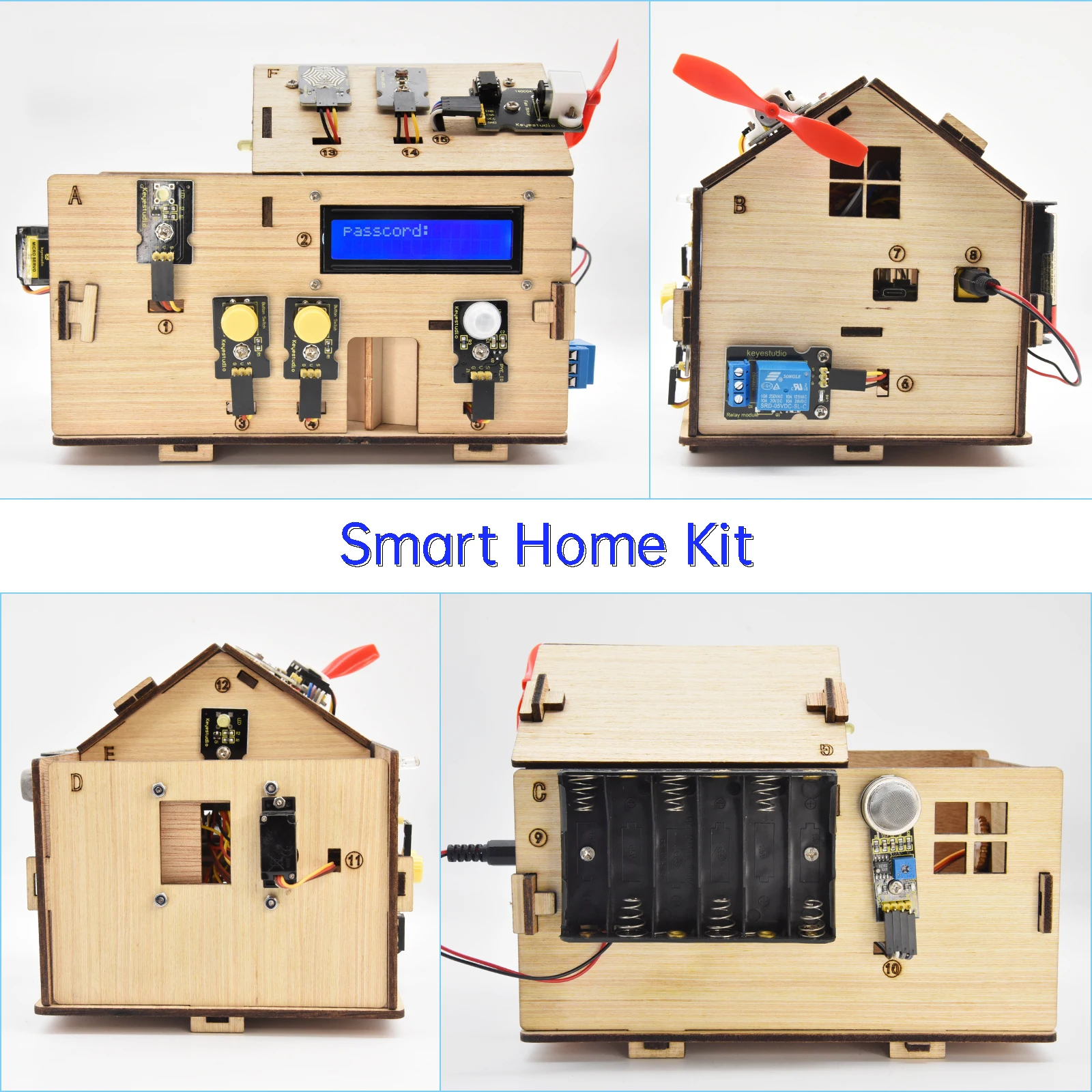 Keyestudio Smart Home Kit For Arduino With UNOPlus Board C language Mixly and Scratch Programming STEM DIY House Kit For Arduino