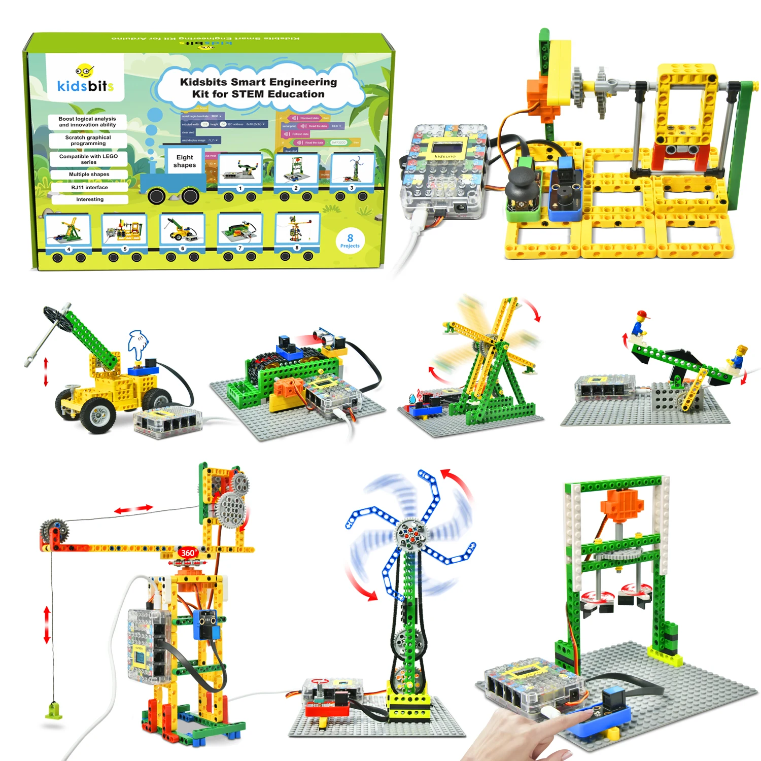 Keyestudio Kidsbits Smart Engineering Kit for Arduino Compatible With Lego Series Support Scratch Programming DIY Electronic Kit Keyestudio Kidsbits Smart Engineering Kit for Arduino Compatible With Lego Series Support Scratch Programming DIY Electronic Kit