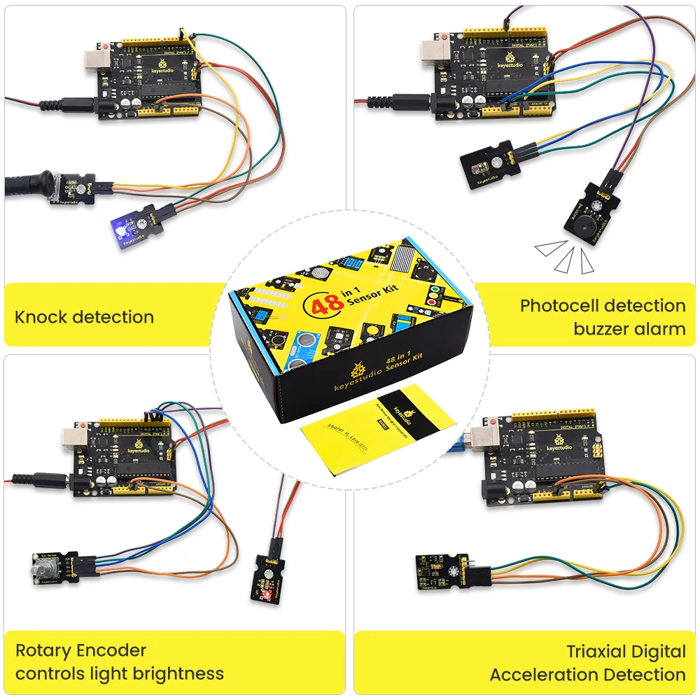 Keyestudio 48 in 1 Sensor Starter Kit For Arduino UNO/ 2560Mega Complete Starter Sensor Kit DIY Projects +48 Projects Code