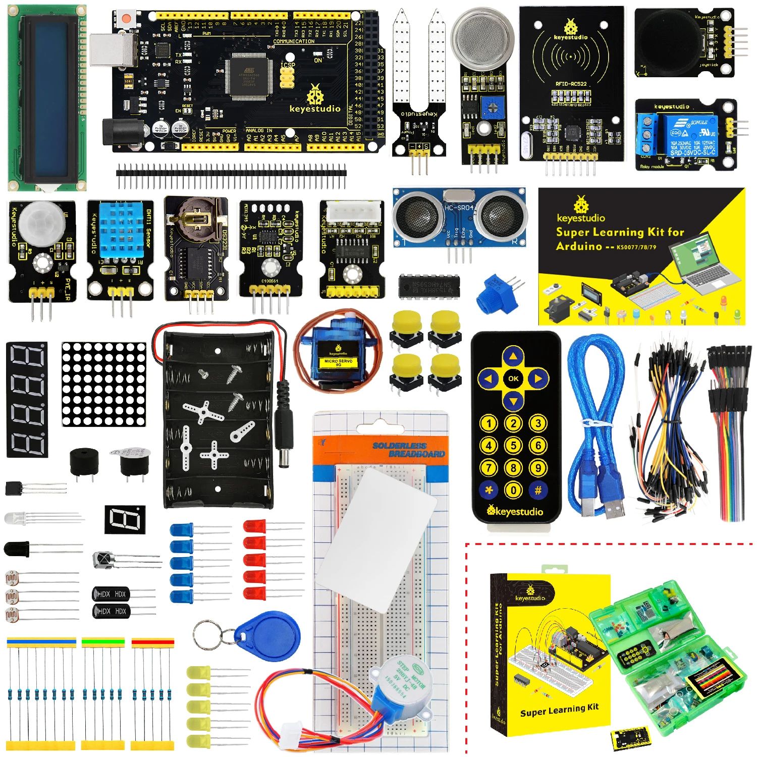 Updated Version Keyestudio Super Starter Kit For Mega 2560R3 For UNOR3 Board Compatible With Arduino Starter Kit +Tutorial Updated Version Keyestudio Super Starter Kit For Mega 2560R3 For UNOR3 Board Compatible With Arduino Starter Kit +Tutorial