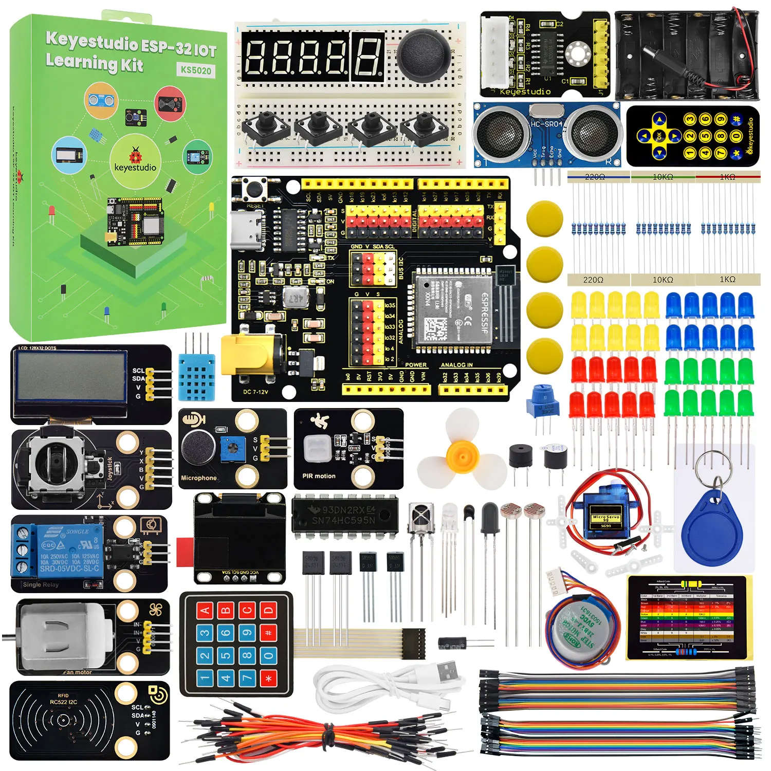 Keyestudio IOT ESP32 Learning Kit For Arduino ESP32 All-in-One Learning +134 Projects Support MicroPython&Arduino C Programming