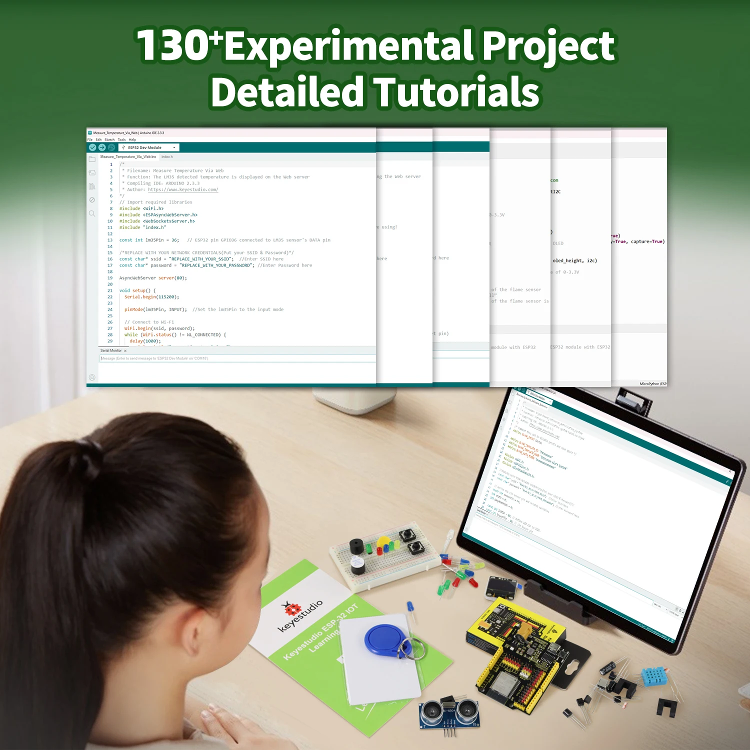 Keyestudio IOT ESP32 Learning Kit For Arduino ESP32 All-in-One Learning +134 Projects Support MicroPython&Arduino C Programming