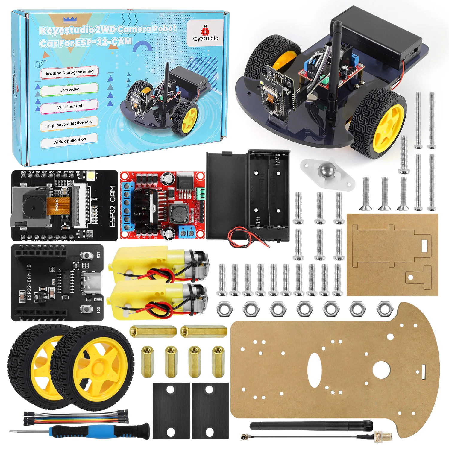 Keyestudio ESP32-Cam 4WD&2WD Robot Car Kit WIFI&Camera Smart Car For Arduino ESP32 Robot Study Programming Project Robotic Kit Keyestudio ESP32-Cam 4WD&2WD Robot Car Kit WIFI&Camera Smart Car For Arduino ESP32 Robot Study Programming Project Robotic Kit