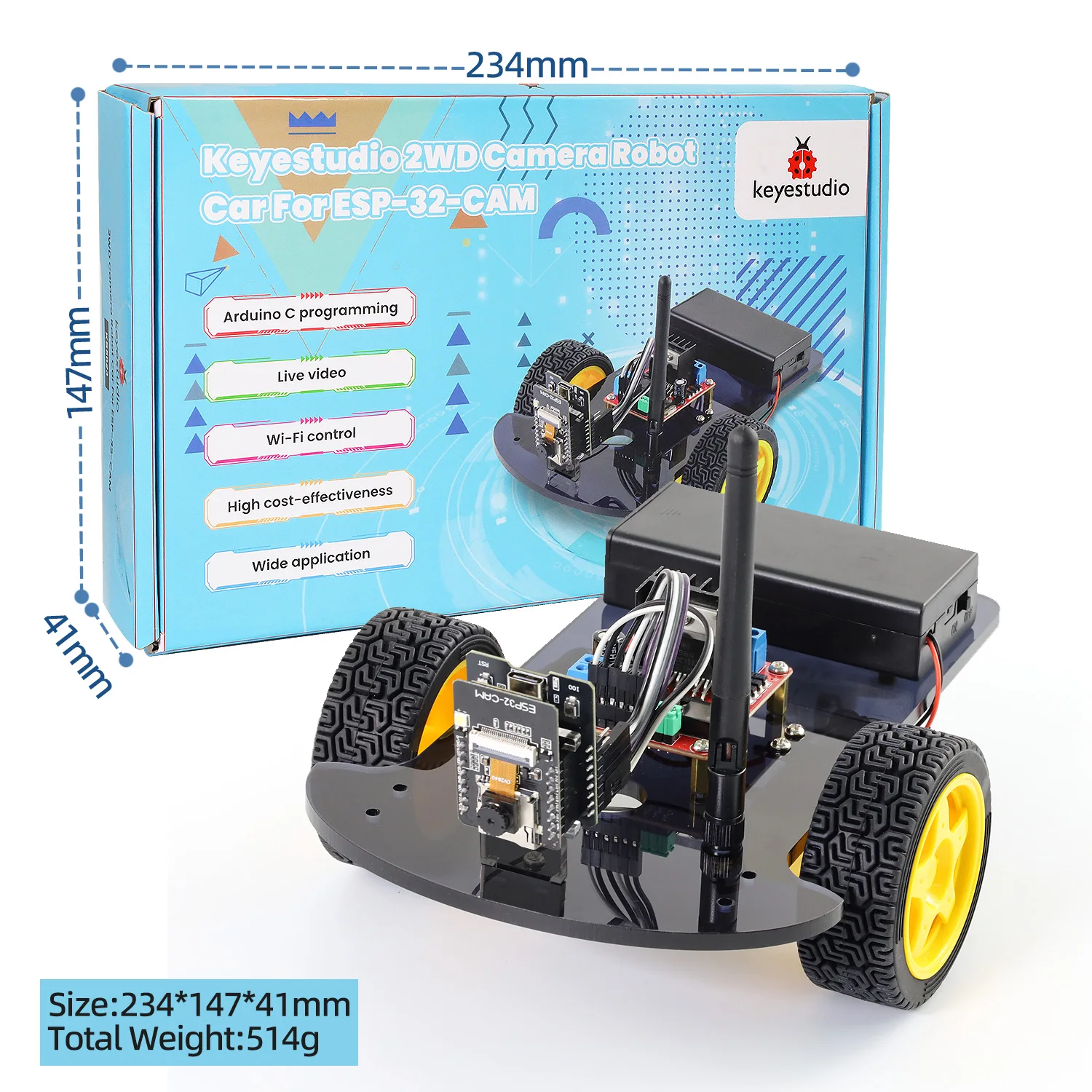 NEW Keyestudio 4WD&2WD ESP32-Cam Robot Car Kit Programmable WIFI Camera Smart Car For Arduino ESP32 Robot Project Robotic Kit
