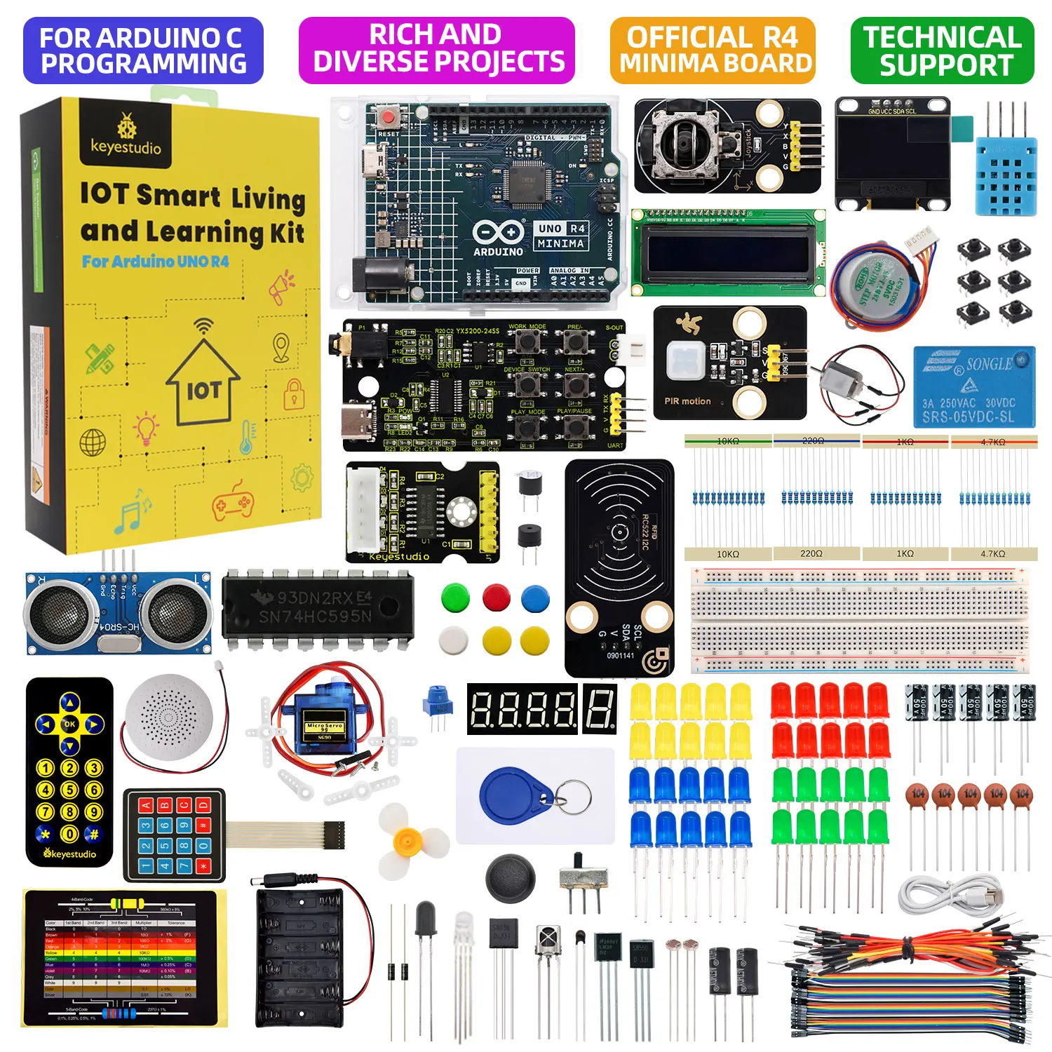 Keyestudio IOT Smart Living Learning Kit+Original Arduino Uno R4 WIFI/Minima Board For Arduino Starter Kit+Tutorial 60 Projects Keyestudio IOT Smart Living Learning Kit+Original Arduino Uno R4 WIFI/Minima Board For Arduino Starter Kit+Tutorial 60 Projects