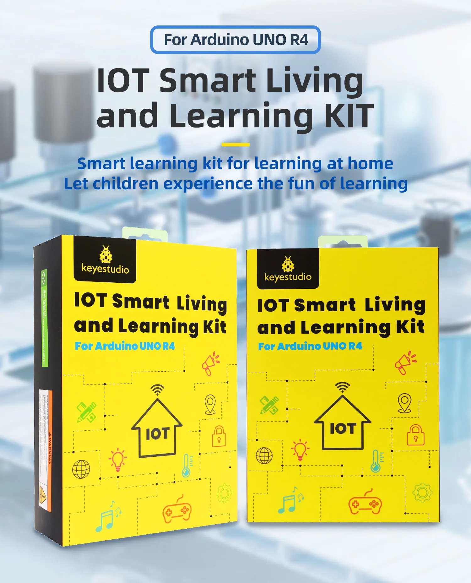 Keyestudio IOT Smart Living Learning Kit+Original Arduino Uno R4 WIFI/Minima Board For Arduino Starter Kit+Tutorial 60 Projects