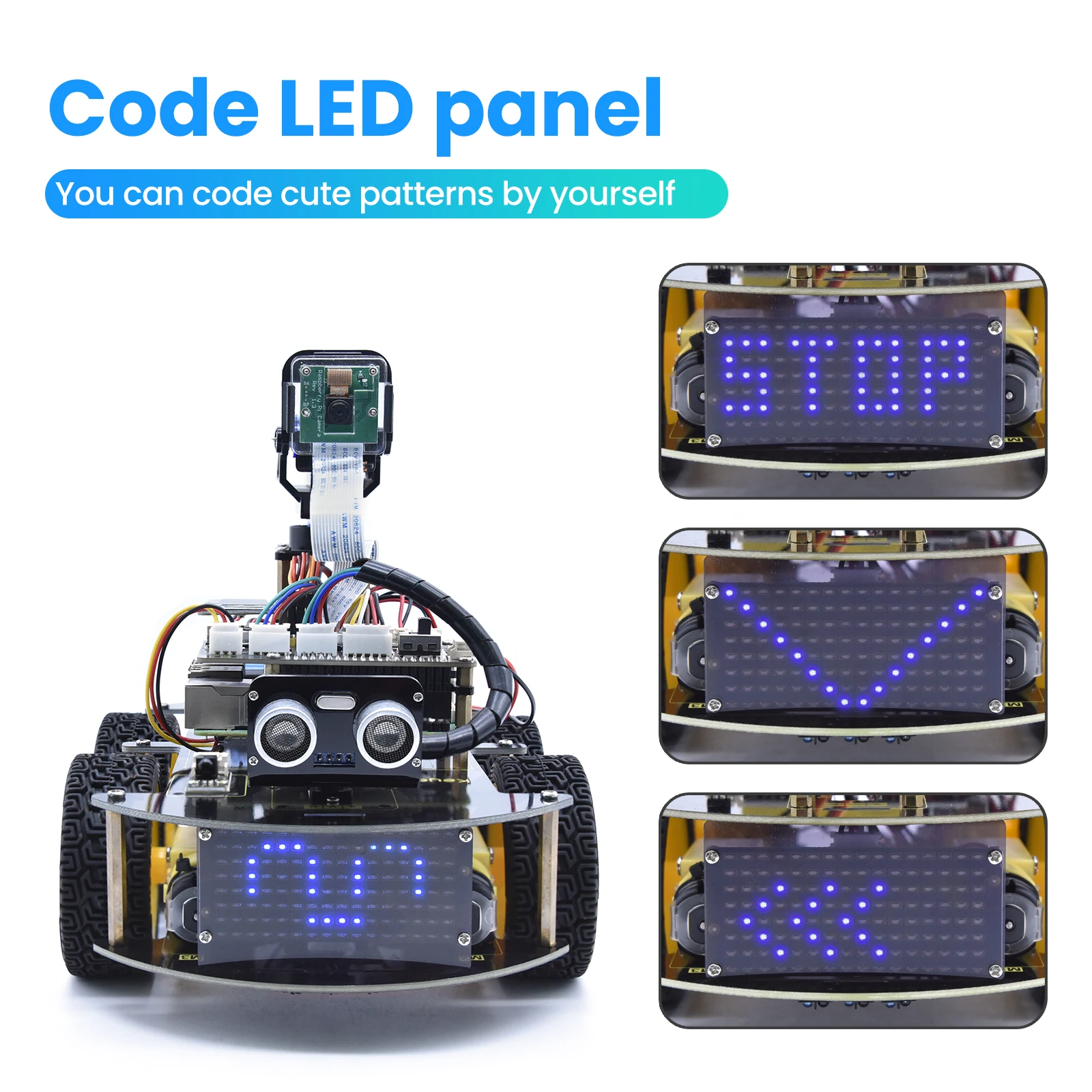 Keyestudio 4WD Smart Robot Car Kit For Raspberry Pi With Megapixels Camera Module and Programming Tutorials( No RPI 4B Board)