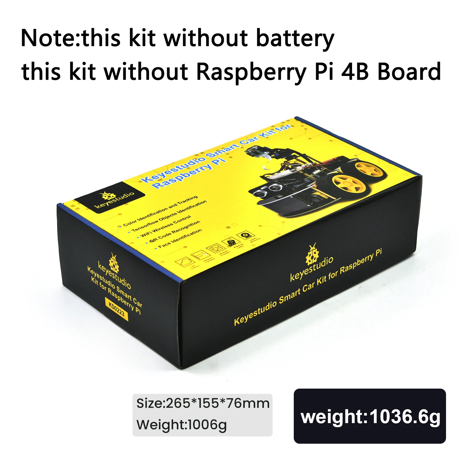 Keyestudio 4WD Smart Robot Car Kit For Raspberry Pi With Megapixels Camera Module and Programming Tutorials( No RPI 4B Board)