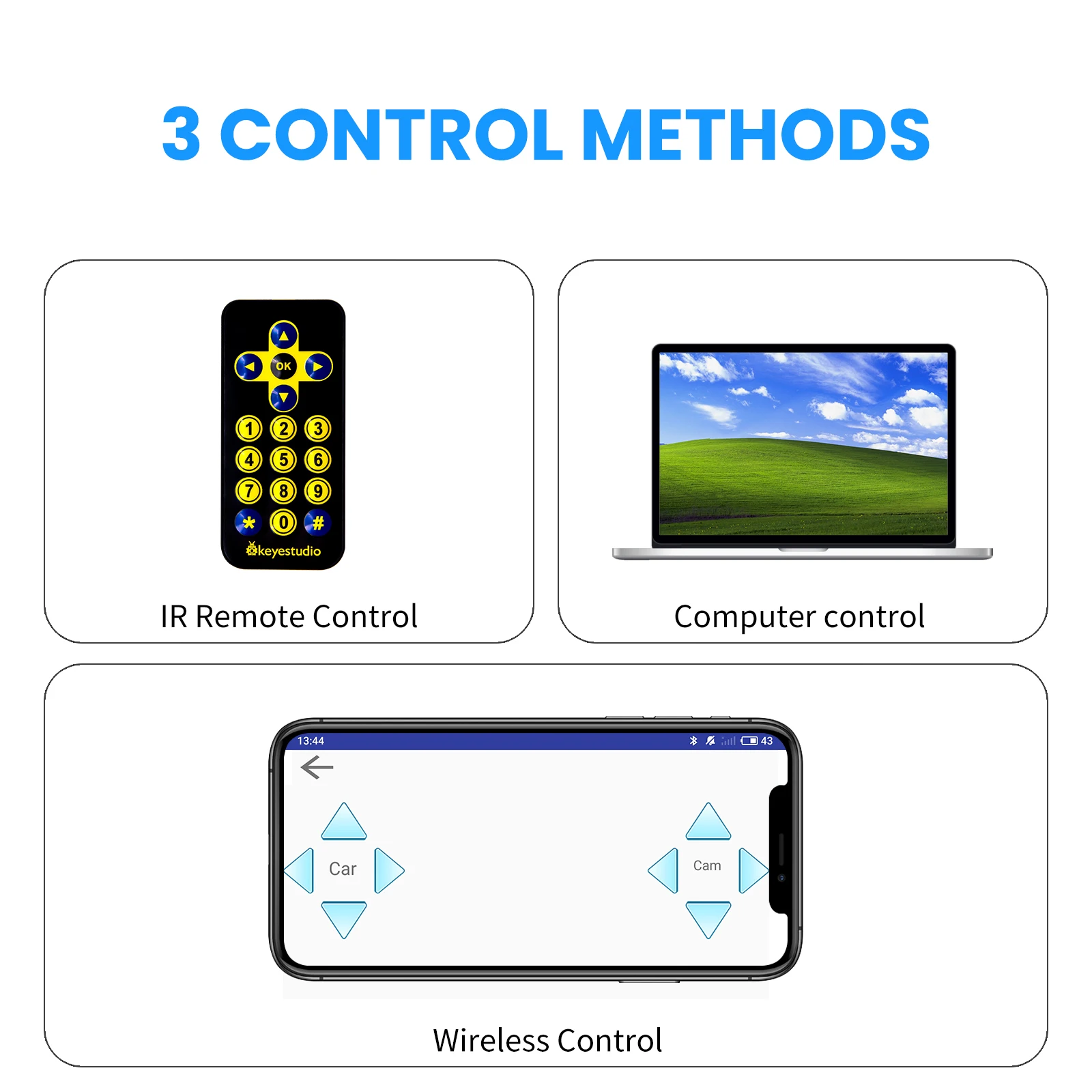 Keyestudio 4WD Smart Robot Car Kit For Raspberry Pi With Megapixels Camera Module and Programming Tutorials( No RPI 4B Board)