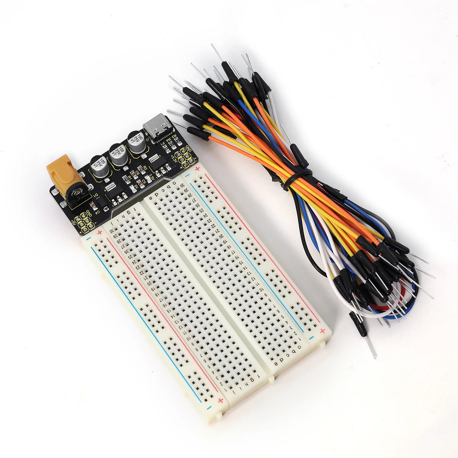 Keyestudio Type-C Power Supply Module+400/830 Holes Breadboard+Jumper Wires for Arduino Breadboard Projects DIY Electronic Kit
