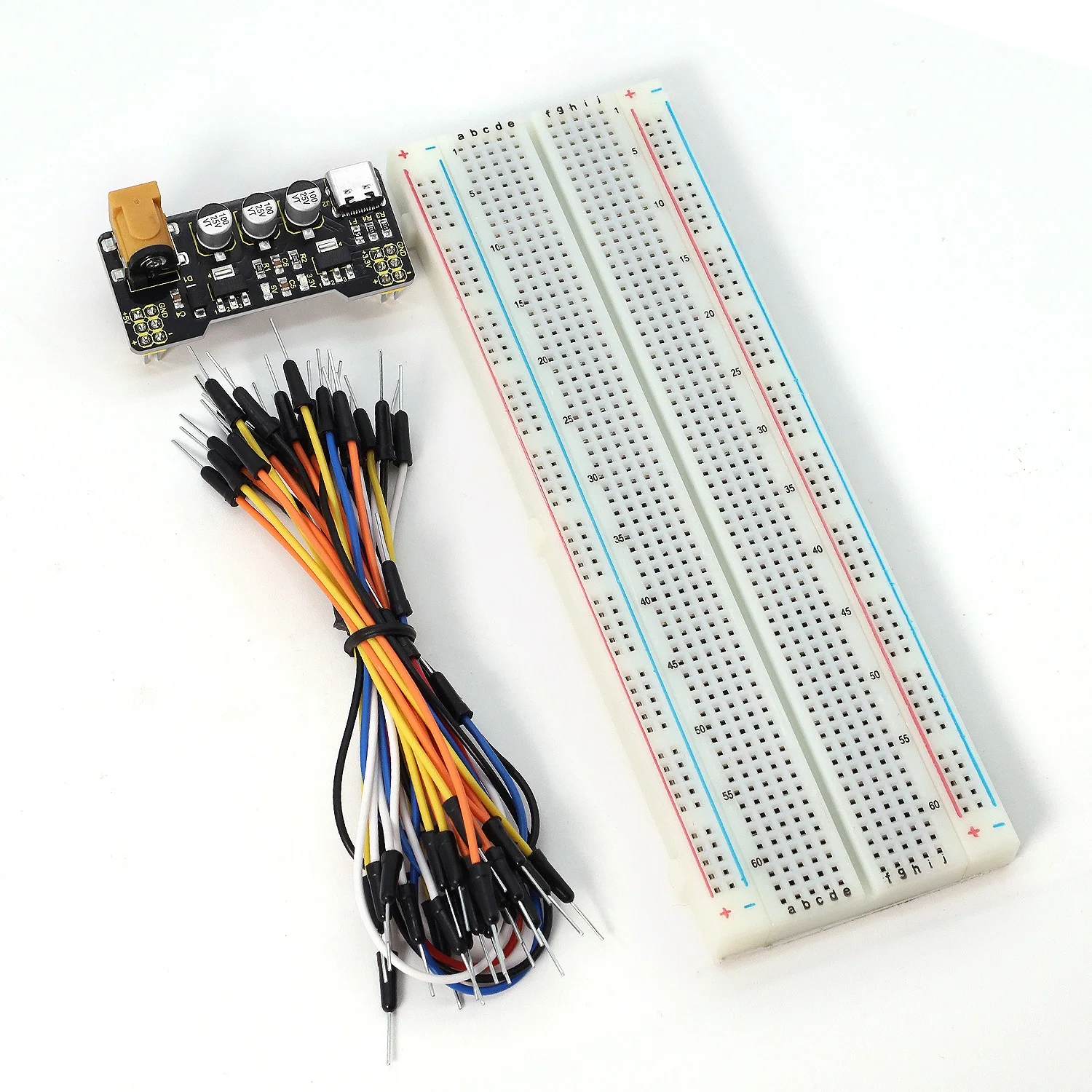 Keyestudio Type-C Power Supply Module+400/830 Holes Breadboard+Jumper Wires for Arduino Breadboard Projects DIY Electronic Kit