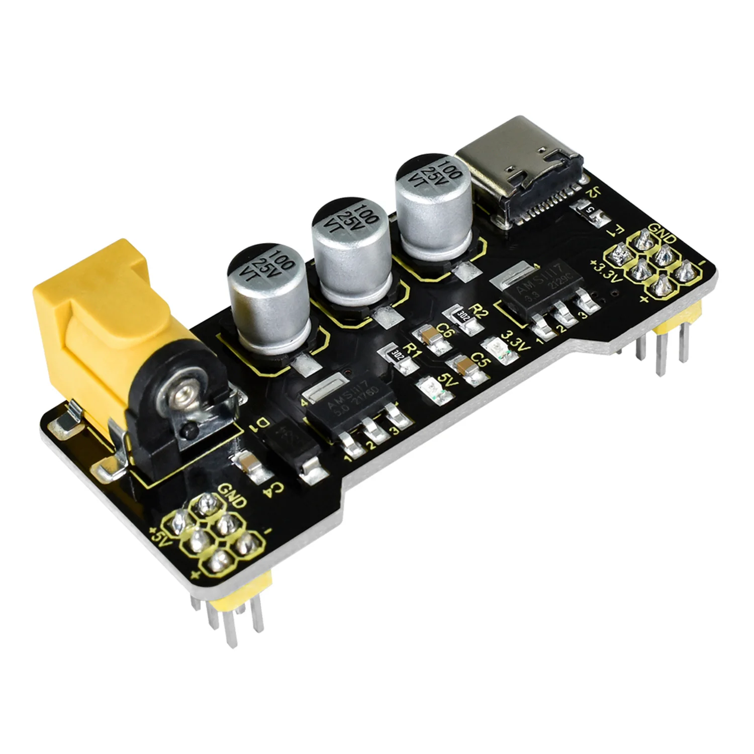 Keyestudio Type-C Power Supply Module+400/830 Holes Breadboard+Jumper Wires for Arduino Breadboard Projects DIY Electronic Kit